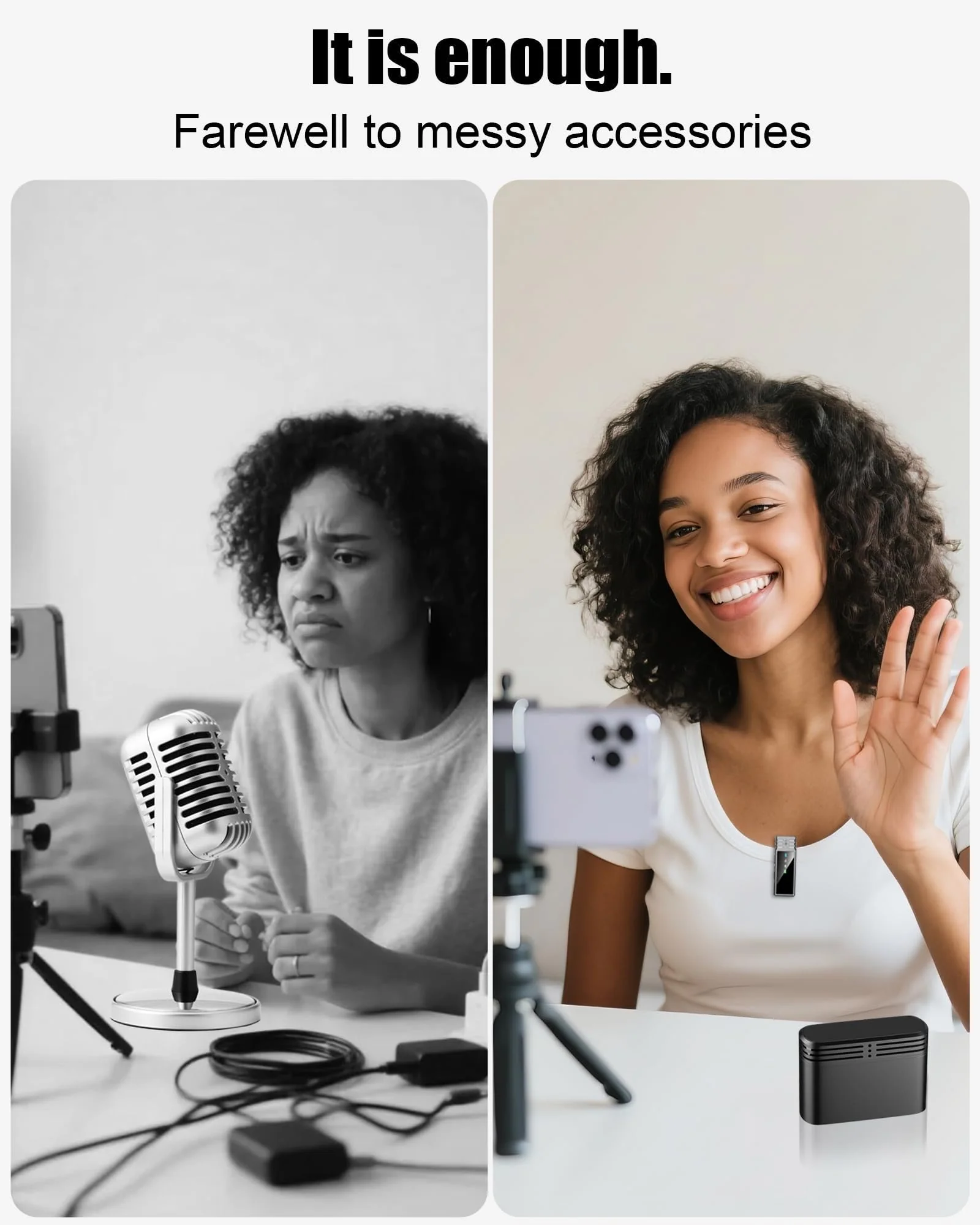 Wireless Lavalier Microphone for iPhone 14/13/12/11 Series, Lapel Mic with All-in-One 24H Charging Case, Noise Reduction, Play Clip Mic for Video Recording,YouTube, TikTok, Podcast, Vlog Black Lighting - Image 6