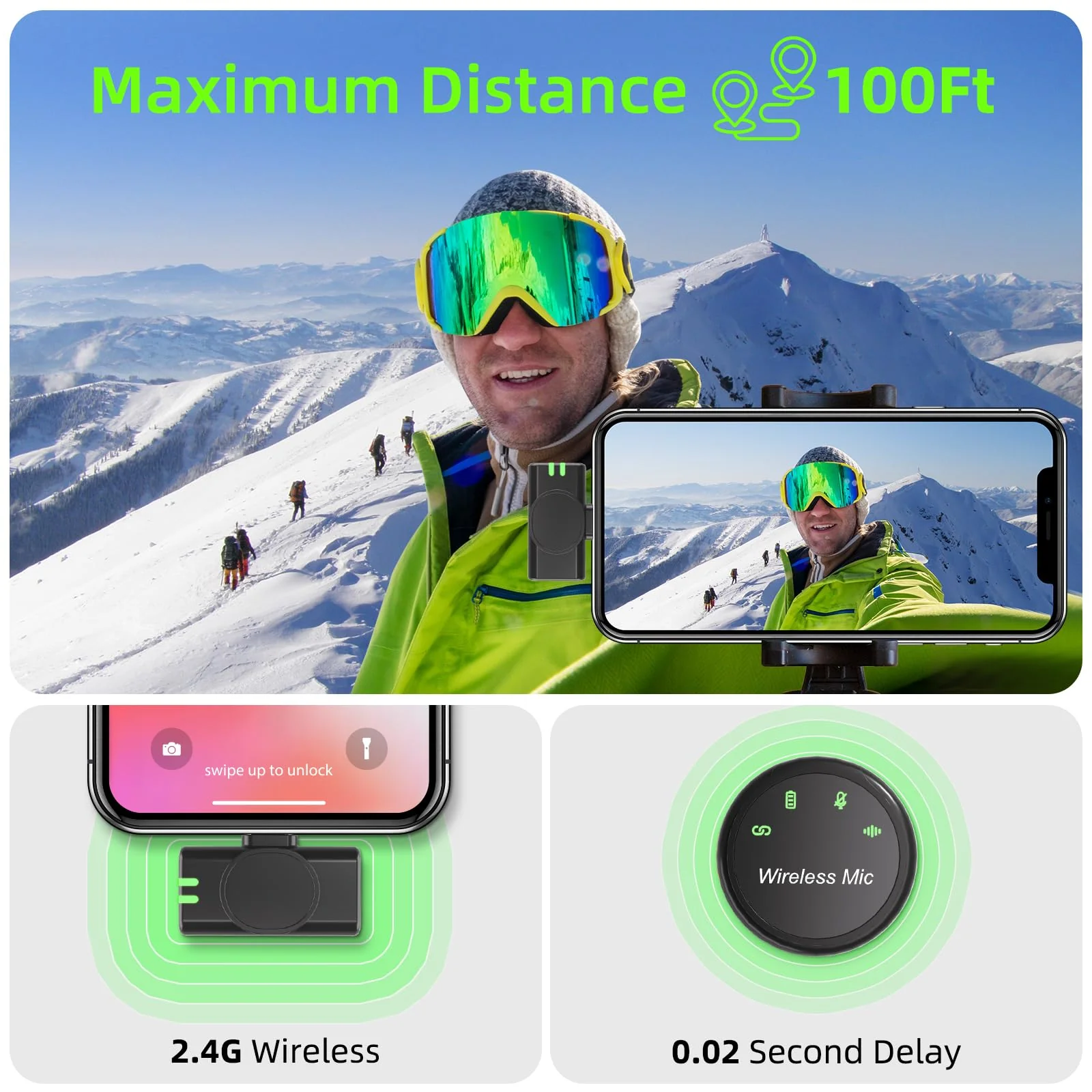 Wireless Lavalier Microphone for iPhone 15 16, iOS and Android Devices,with Noise Cancelling,Wireless Mic for Video Recording Interview Podcast Vlog, Mini Microphone for YouTube Tiktok for Android - Image 6