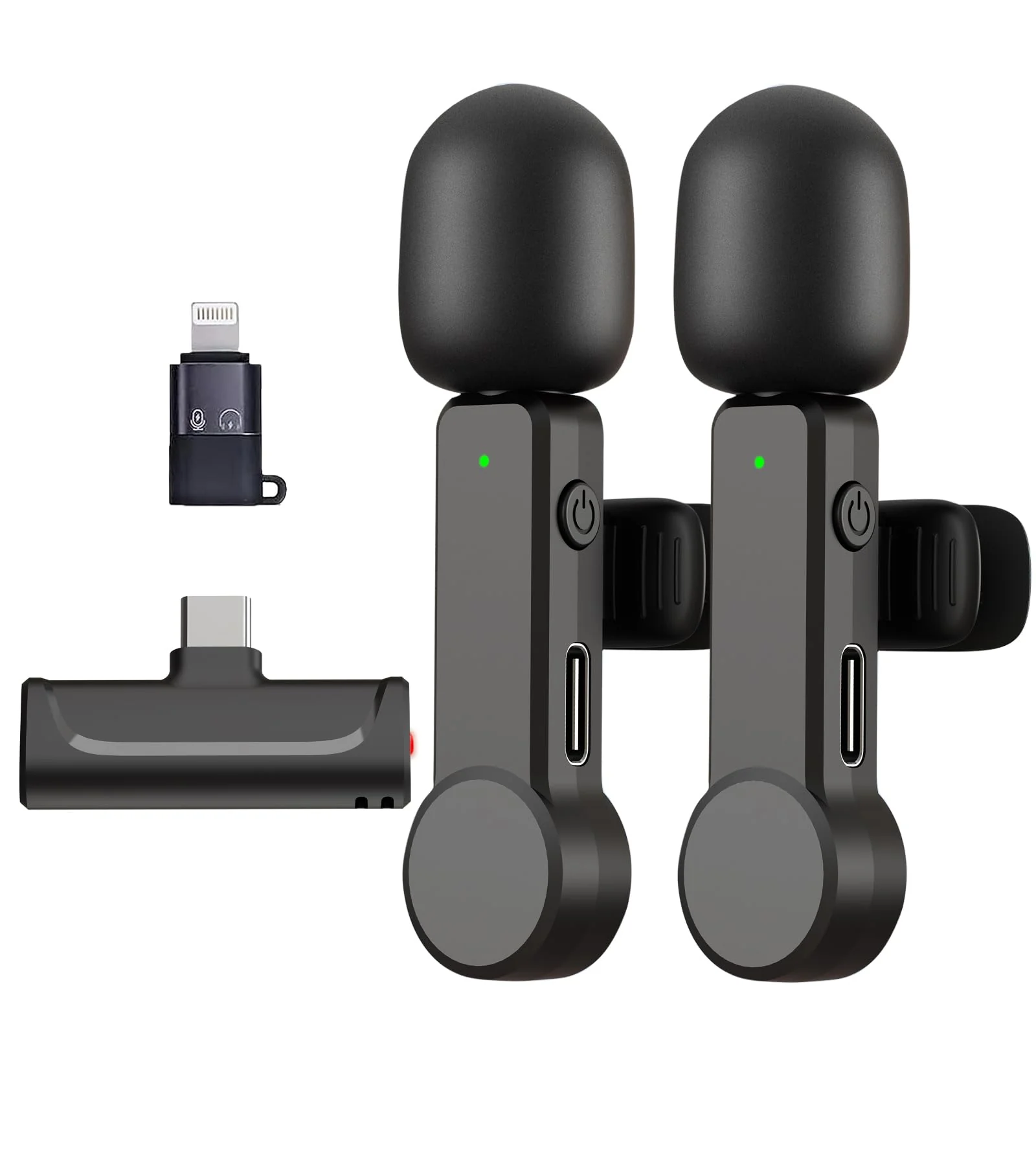 Wireless Lavalier Microphone for iPhone 15 Android iPad - Cordless USB-C Mic for Video Recording Vlog, Crystal Clear Sound, Noise Reduction USB-C Mic with Lightning Adapter