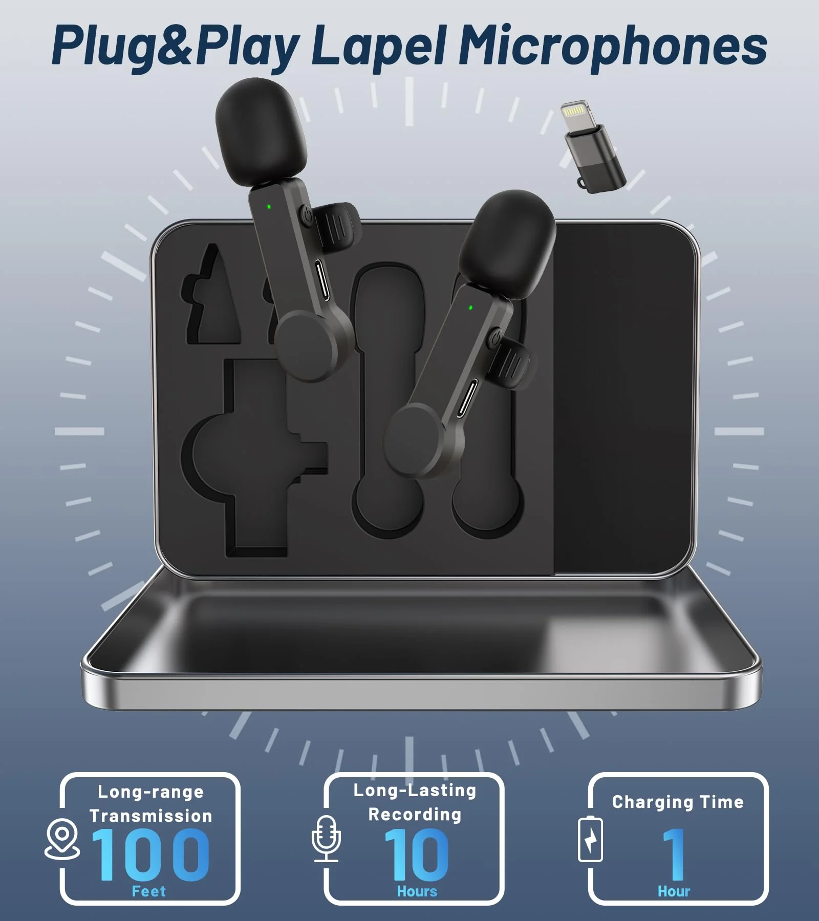 Wireless Lavalier Microphone for iPhone 15 Android iPad - Cordless USB-C Mic for Video Recording Vlog, Crystal Clear Sound, Noise Reduction USB-C Mic with Lightning Adapter - Image 5