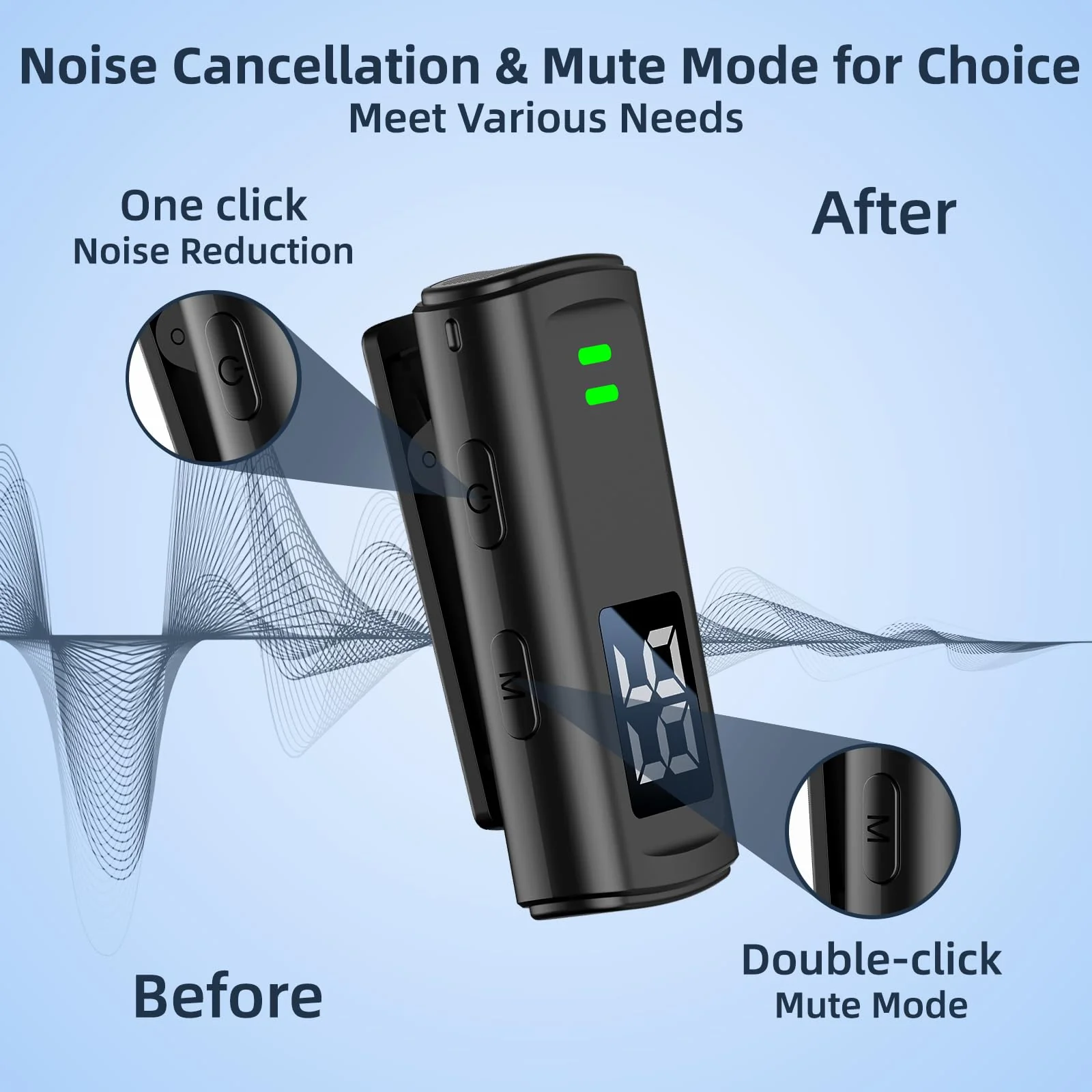 Wireless Lavalier Microphone for iPhone 16 - USB C Phone Microphone for Video Recording with Noise Reduction Mini Mics 35H Charging Case 75FT Transmission Black TX-DM10B - Image 2
