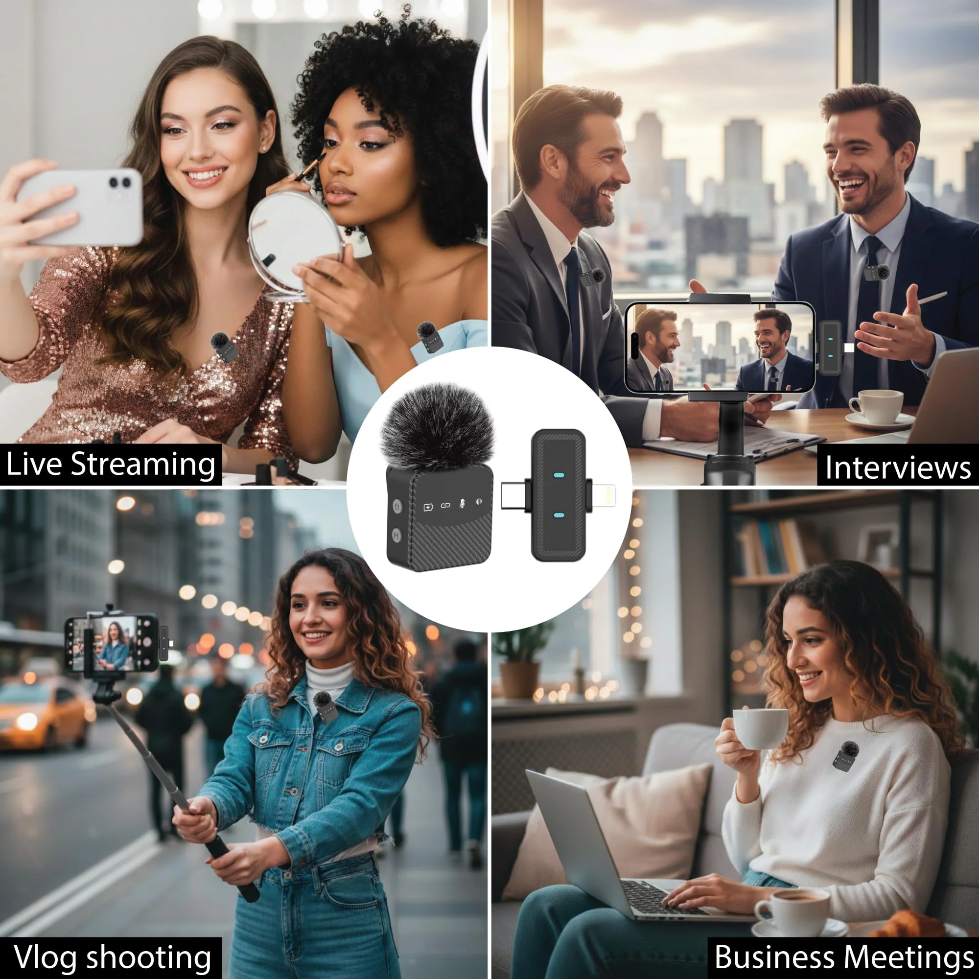Wireless Lavalier Microphone for iPhone & Android, Auto-Pairing Noise-Reduction Clip-On Mini-Mic with Charging Case, Headphone Monitoring, Wide Compatibility for Recording & Vlogging - Image 6