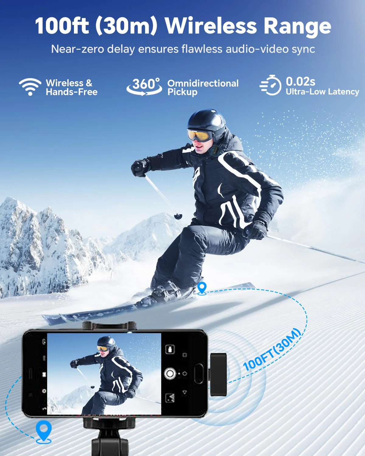 Wireless Lavalier Microphone for iPhone/Android Phone/Laptop/PC, Mini Lapel Mic with 50H Battery Life Charging Case, 100FT Range and Noise Reduction, for Video Recording, Streaming, TikTok - Image 4