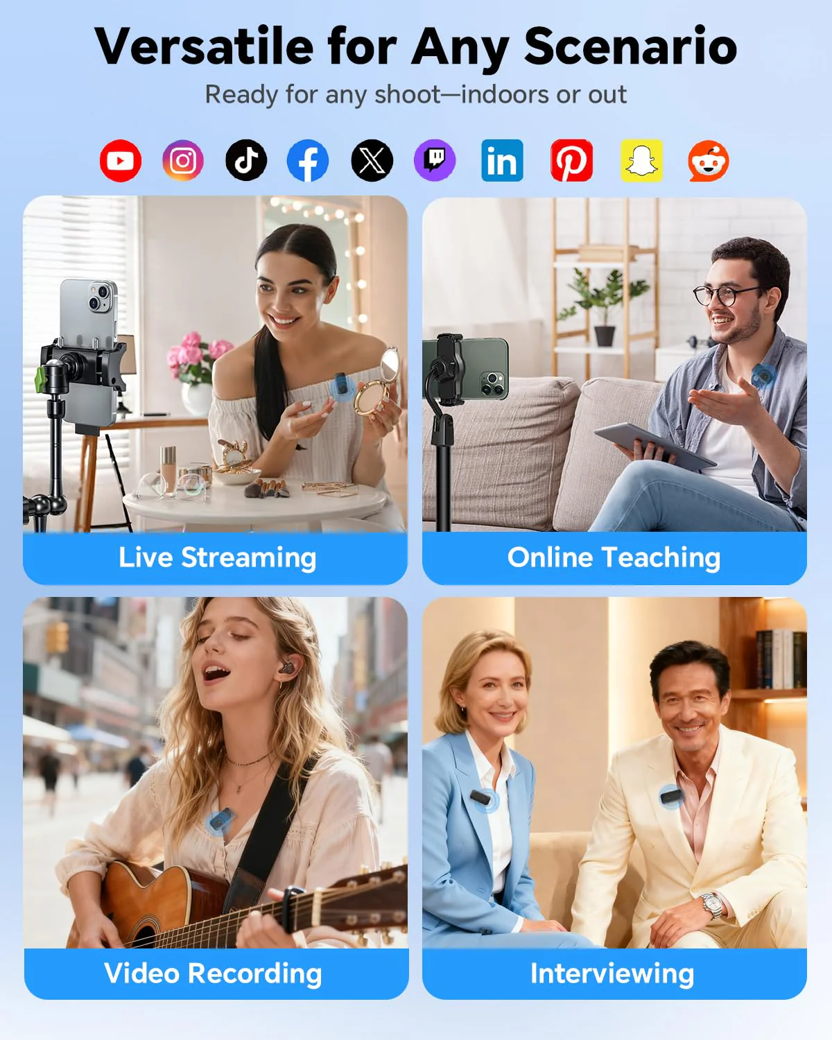 Wireless Lavalier Microphone for iPhone/Android Phone/Laptop/PC, Mini Lapel Mic with 50H Battery Life Charging Case, 100FT Range and Noise Reduction, for Video Recording, Streaming, TikTok - Image 7