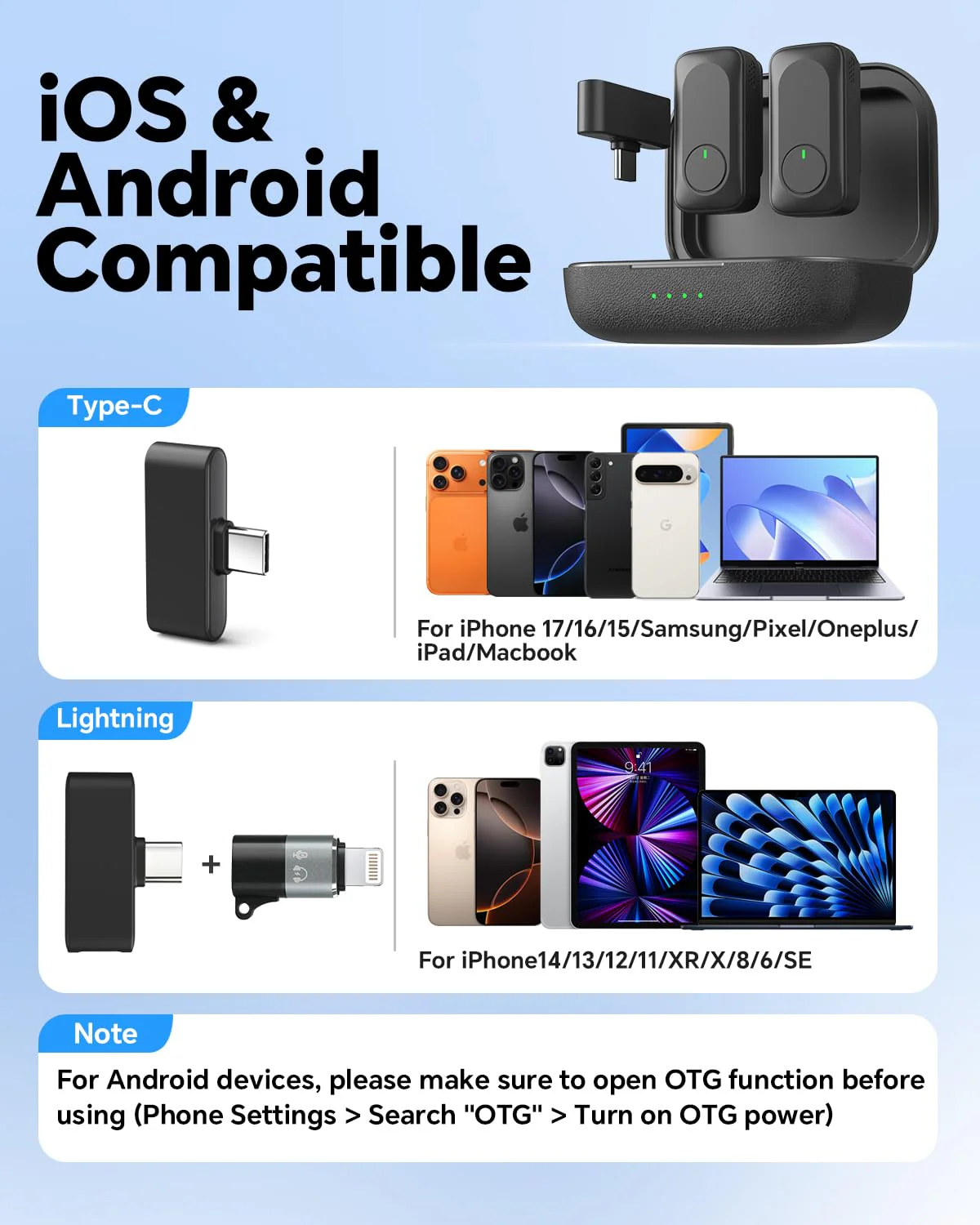 Wireless Lavalier Microphone for iPhone/Android Phone/Laptop/PC, Mini Lapel Mic with 50H Battery Life Charging Case, 100FT Range and Noise Reduction, for Video Recording, Streaming, TikTok - Image 8