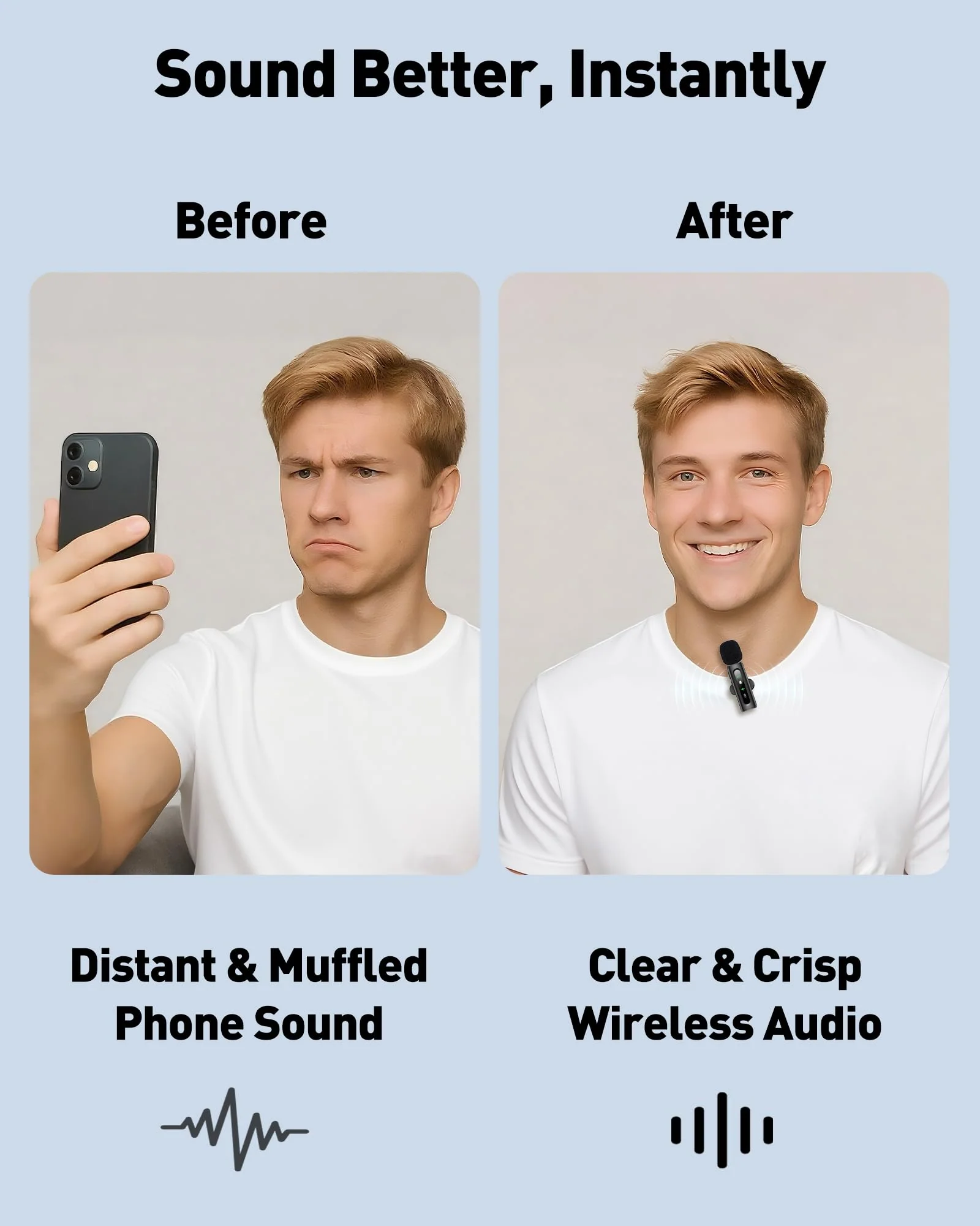 Wireless Lavalier Microphone for iPhone, Android, USB C, PC, Camera Video Recording 4 in 1 Clip-on Mics with Rotatable Clip&Denoise Recording, for Vlog Tiktok YouTube Podcast Content Creator 3in1 Black3 - Image 2