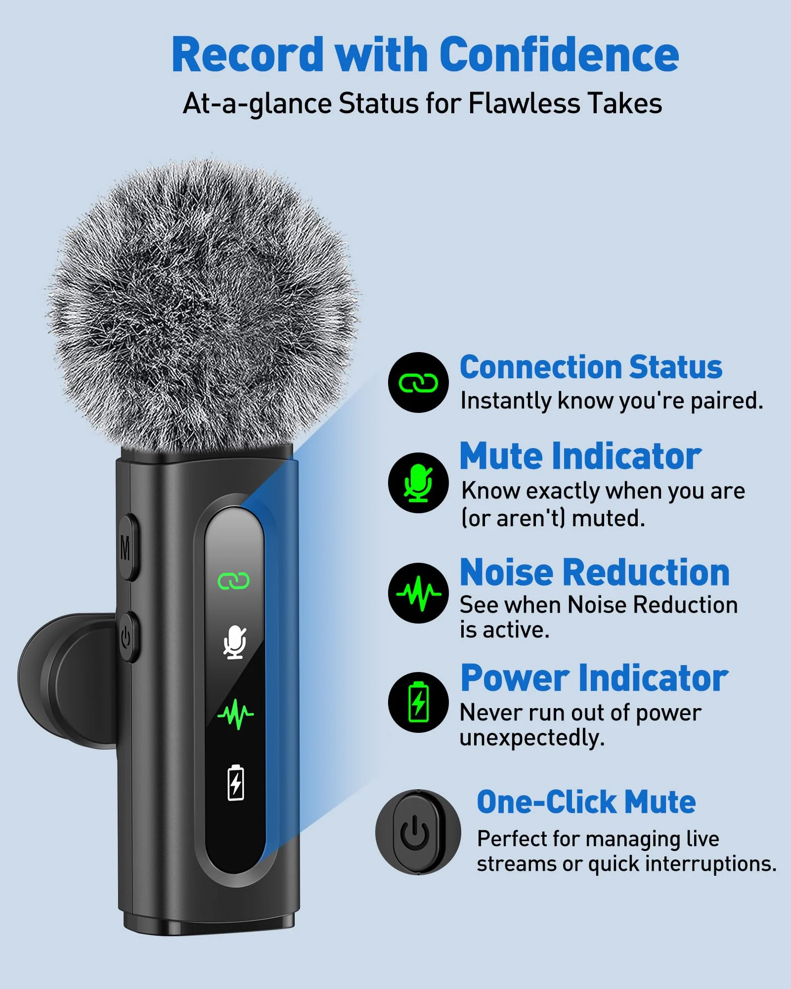 Wireless Lavalier Microphone for iPhone, Android, USB C, PC, Camera Video Recording 4 in 1 Clip-on Mics with Rotatable Clip&Denoise Recording, for Vlog Tiktok YouTube Podcast Content Creator 3in1 Black3 - Image 4