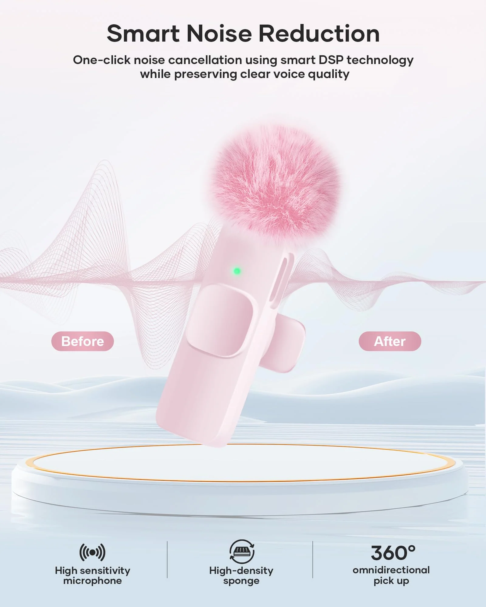 Wireless Lavalier Microphone for iPhone iPad and Android Phone, 2 Pack Lapel Mic Plug and Play Wireless Mic Noise Reduction Microphone for Video Recording Interview Podcast Vlog YouTube Tiktok (Pink) Without Case Pink - Image 7