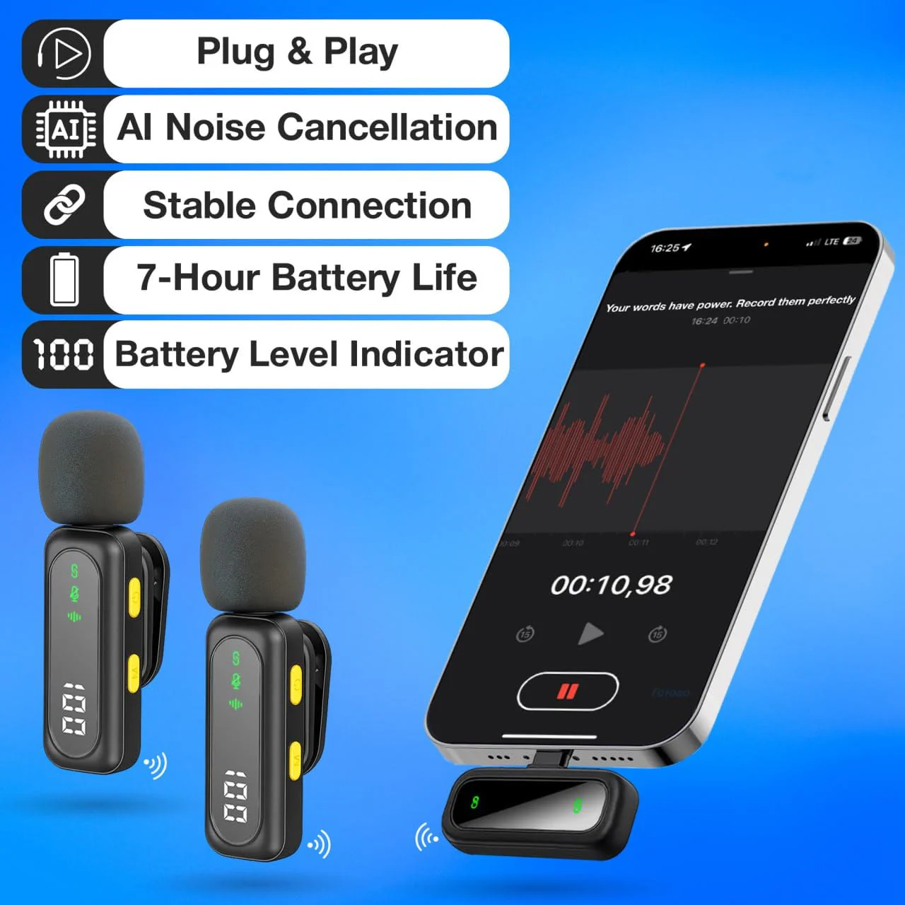Wireless Lavalier Microphone for iPhone Mini Mic Android/Tablet/PC Video Recording Clip-on Mics with Rotatable Clip&Denoise Recording, Ideal for Vlog Tiktok Youtube Podcast Content Creator - Image 6