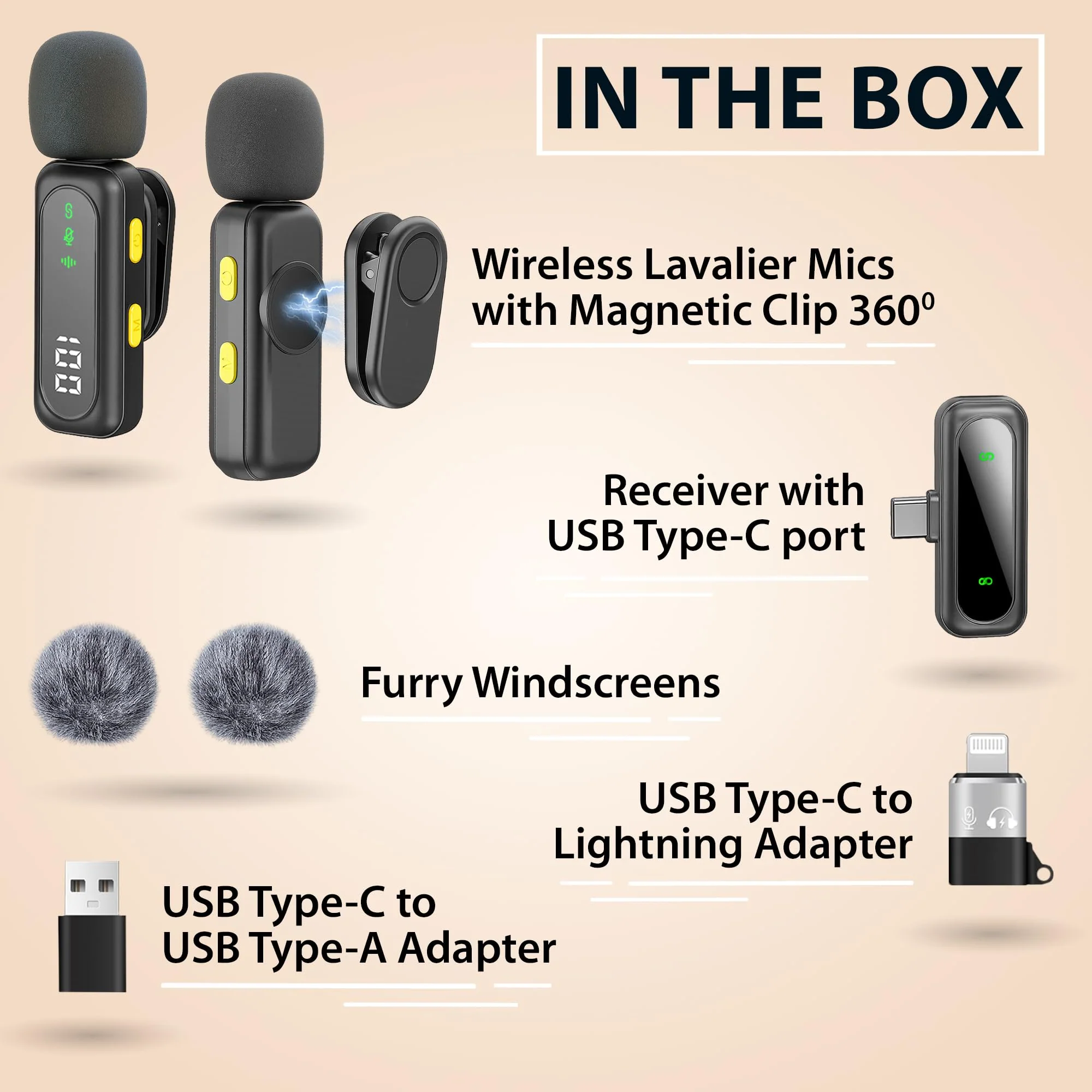 Wireless Lavalier Microphone for iPhone Mini Mic Android/Tablet/PC Video Recording Clip-on Mics with Rotatable Clip&Denoise Recording, Ideal for Vlog Tiktok Youtube Podcast Content Creator Wireless USB C - Image 3