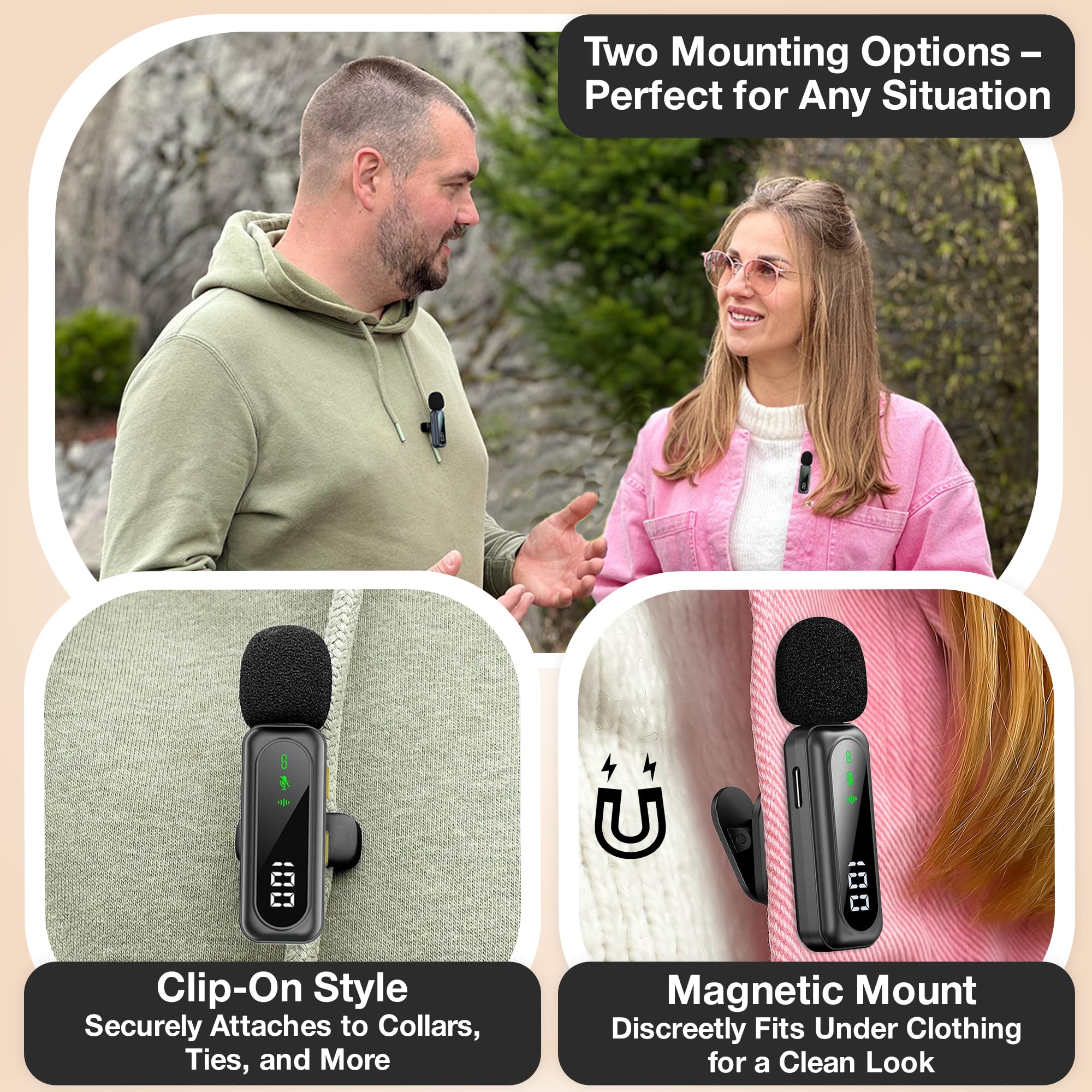 Wireless Lavalier Microphone for iPhone Mini Mic Android/Tablet/PC Video Recording Clip-on Mics with Rotatable Clip&Denoise Recording, Ideal for Vlog Tiktok Youtube Podcast Content Creator Wireless USB C - Image 4