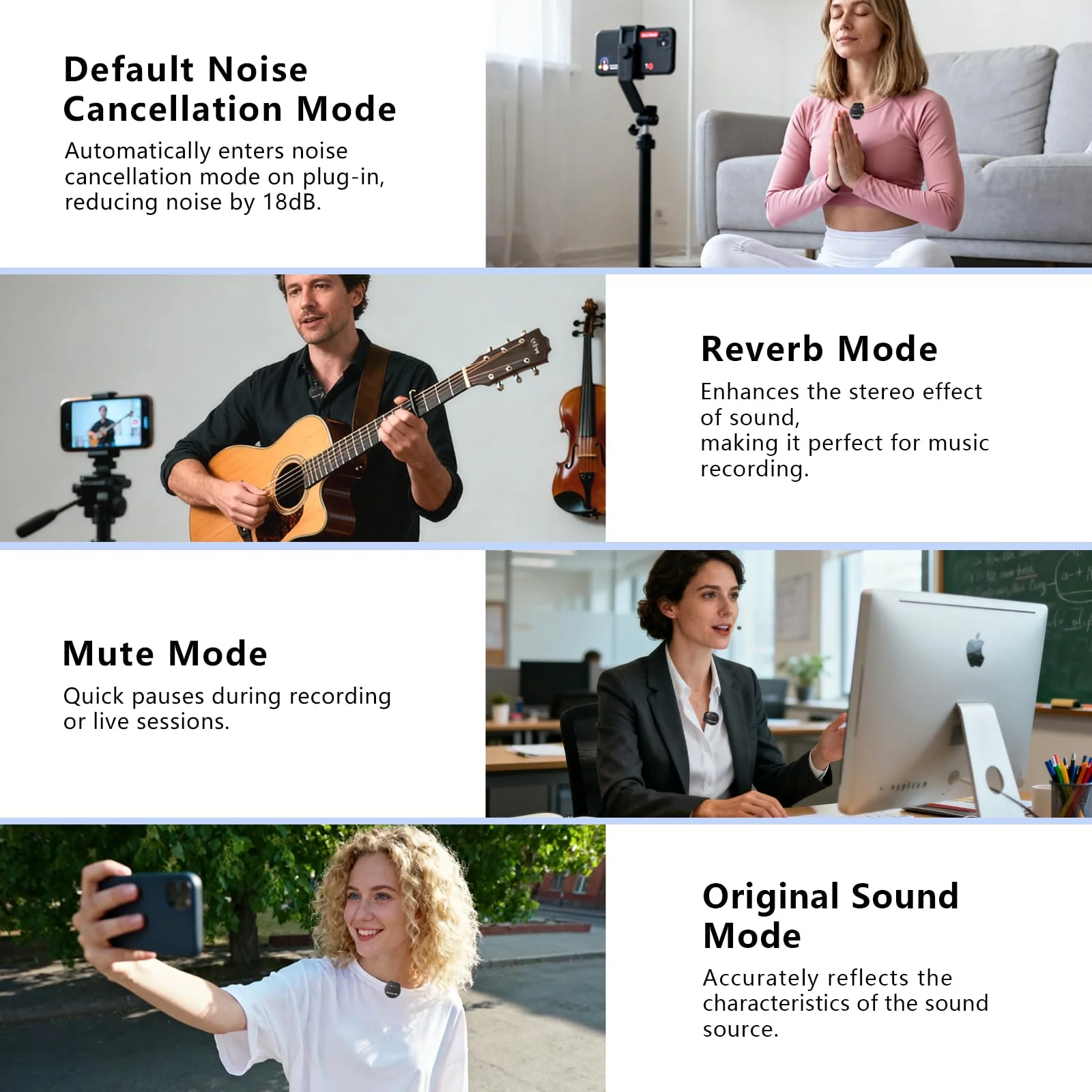 Wireless lavalier Microphone，Mini Microphone AI Noise Cancel Vocal Type-C & Lightning Plug-Play 36H with Sound Modules Charging Case,165ft Clip-on Processors Lapel Mic for All Iphone,Android,Tablet - Image 7