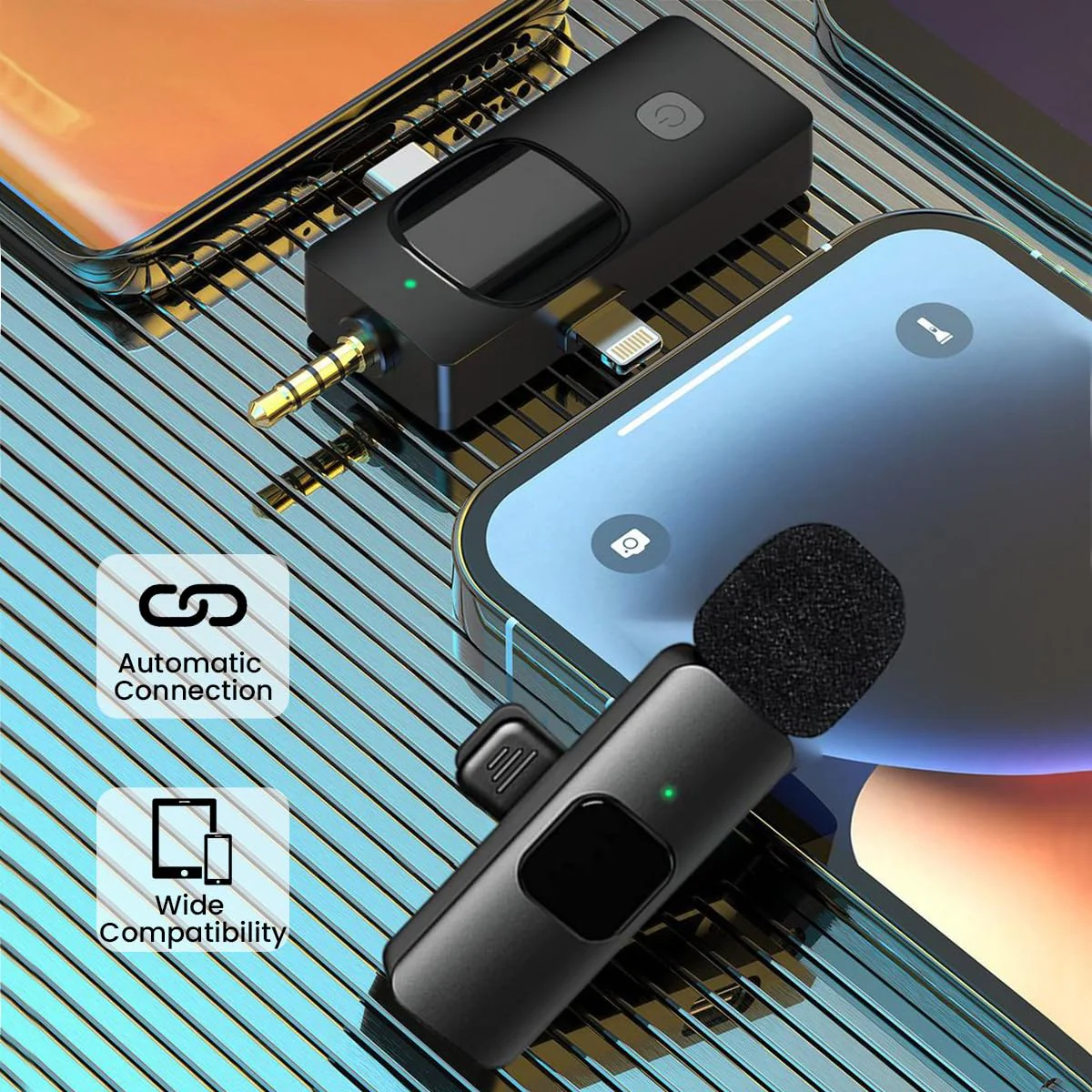 Wireless Lavalier Microphone, Professional Wireless Lavalier Lapel Mic, Portable Clip Mini Mic for Interview/Vlog/Livestream/Podcast/Teaching, Audio & Video for iPhone, Android/Pad/Camera/Laptop - Image 7