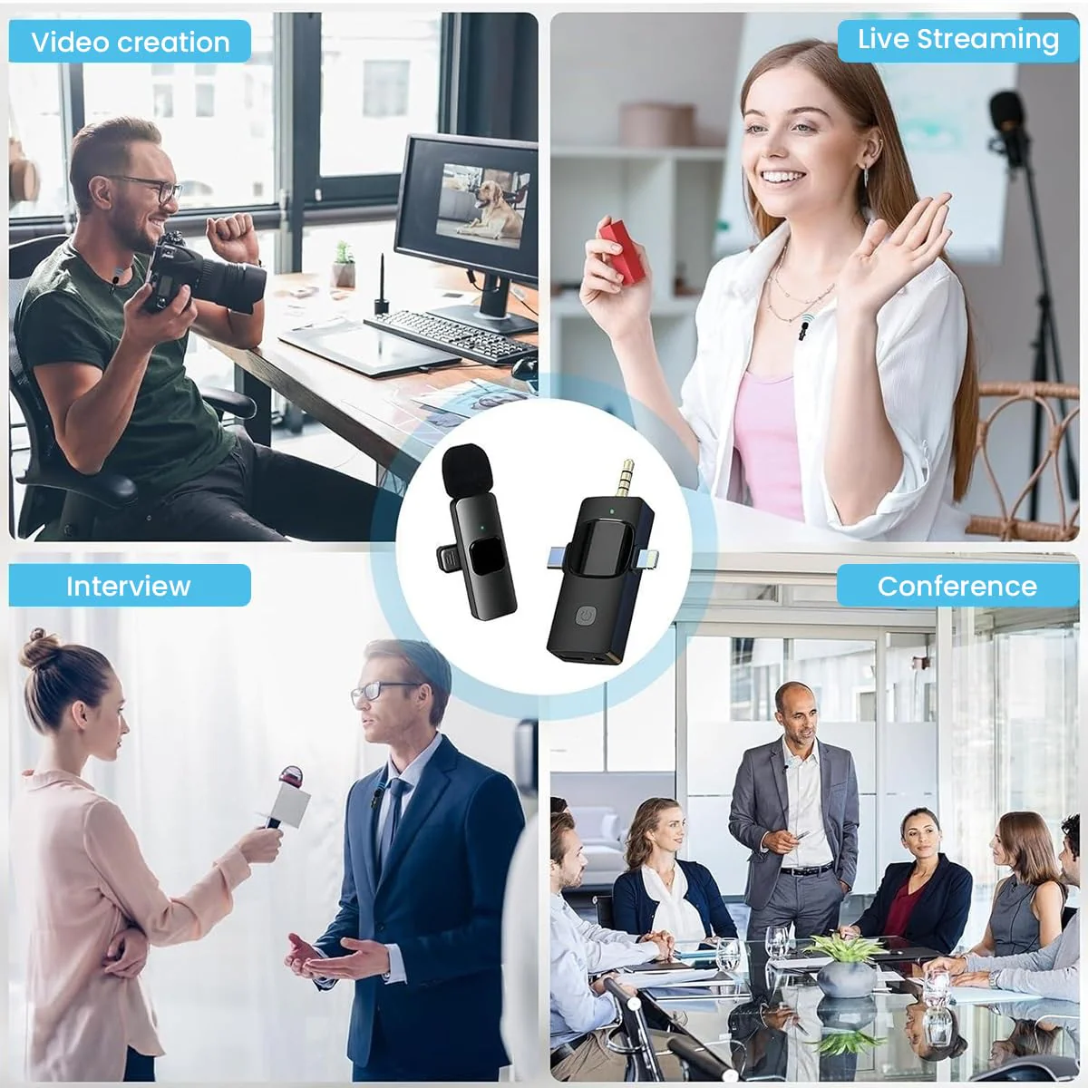 Wireless Lavalier Microphone, Professional Wireless Lavalier Lapel Mic, Portable Clip Mini Mic for Interview/Vlog/Livestream/Podcast/Teaching, Audio & Video for iPhone, Android/Pad/Camera/Laptop - Image 8