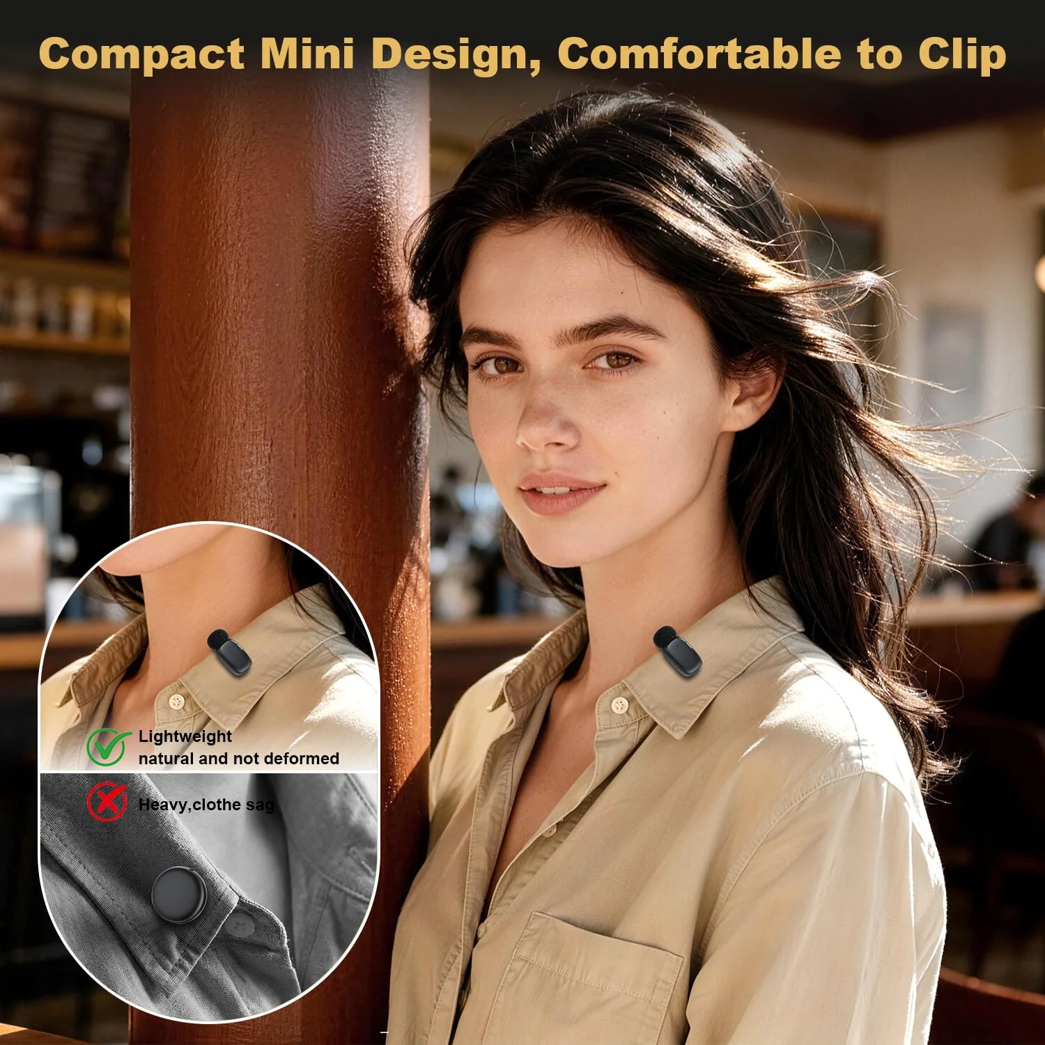Wireless Lavalier Mini Microphone for iPhone ipad Android, 30H Long Battery Life, 100FT Wireless Range, Noise Cancellation, Plug & Play for Vlogging, Video Recording, Podcast, YouTube, TikTok J01 - Image 3