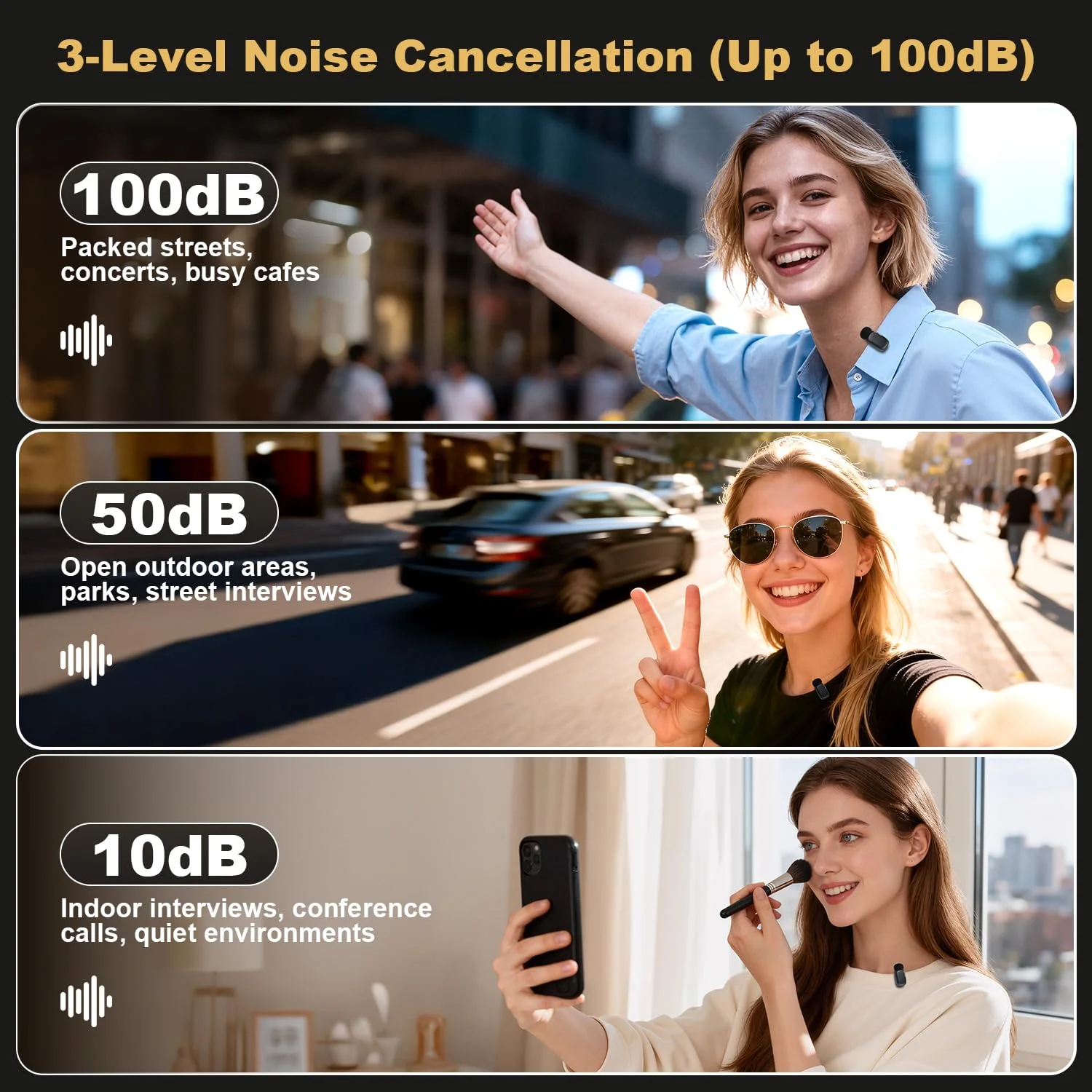 Wireless Lavalier Mini Microphone for iPhone ipad Android, 30H Long Battery Life, 100FT Wireless Range, Noise Cancellation, Plug & Play for Vlogging, Video Recording, Podcast, YouTube, TikTok J01 - Image 5