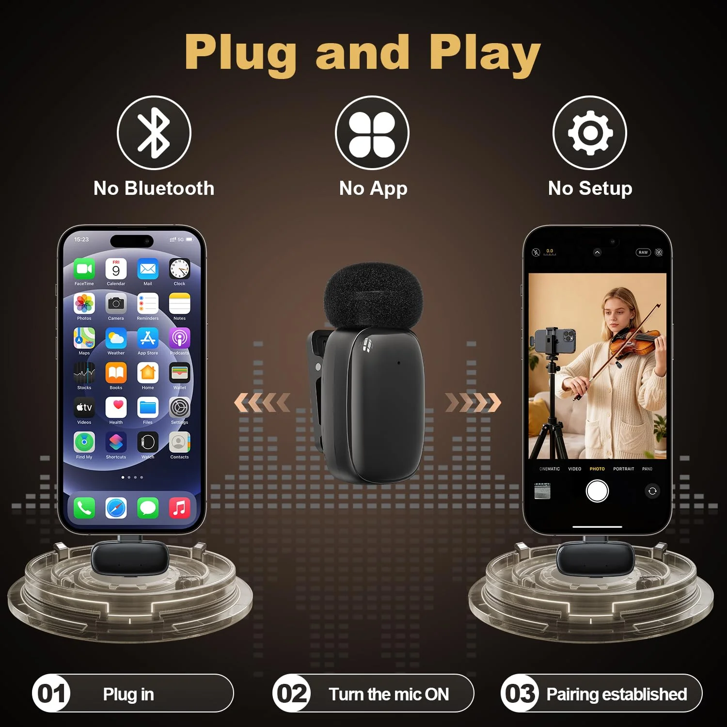 Wireless Lavalier Mini Microphone for iPhone ipad Android, 30H Long Battery Life, 100FT Wireless Range, Noise Cancellation, Plug & Play for Vlogging, Video Recording, Podcast, YouTube, TikTok J01 - Image 6