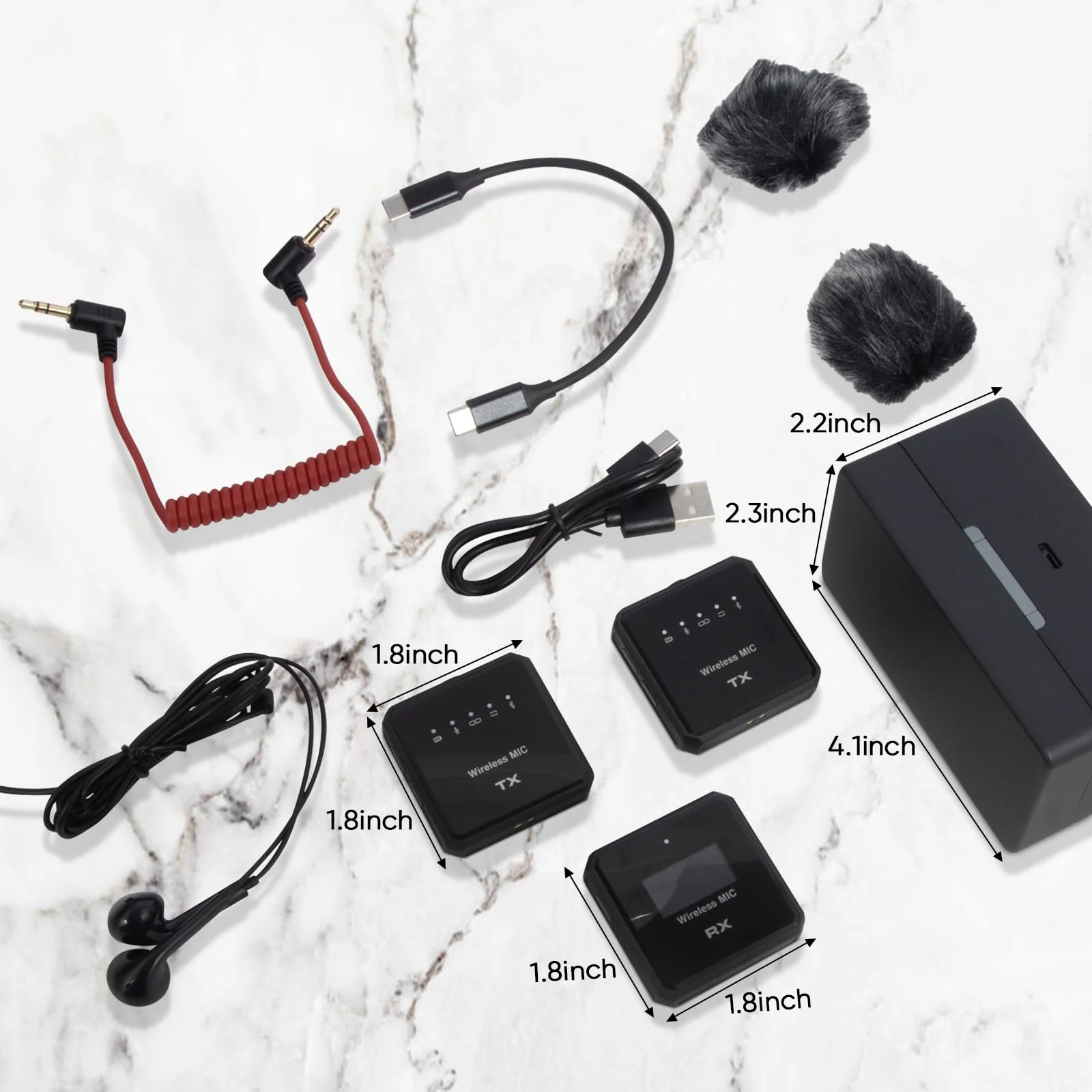Wireless Microphone, 100m (328 ft.) Range Bluetooth Microphone, 24-Hour Battery, Noise Cancellation, Wireless Microphone for PC, iPhone, Andriod,lav mic，MIC Wireless - Image 6