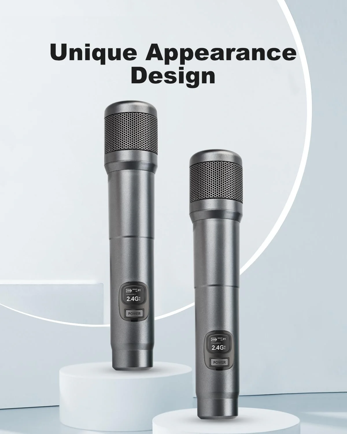 Wireless Microphone, Dual Handheld Dynamic Mic with Rechargeable Receiver, 40H Duration, 200ft Range, Plug and Play, Karaoke Microphone for Singing, Karaoke, Meeting, Church, Wedding - Image 6