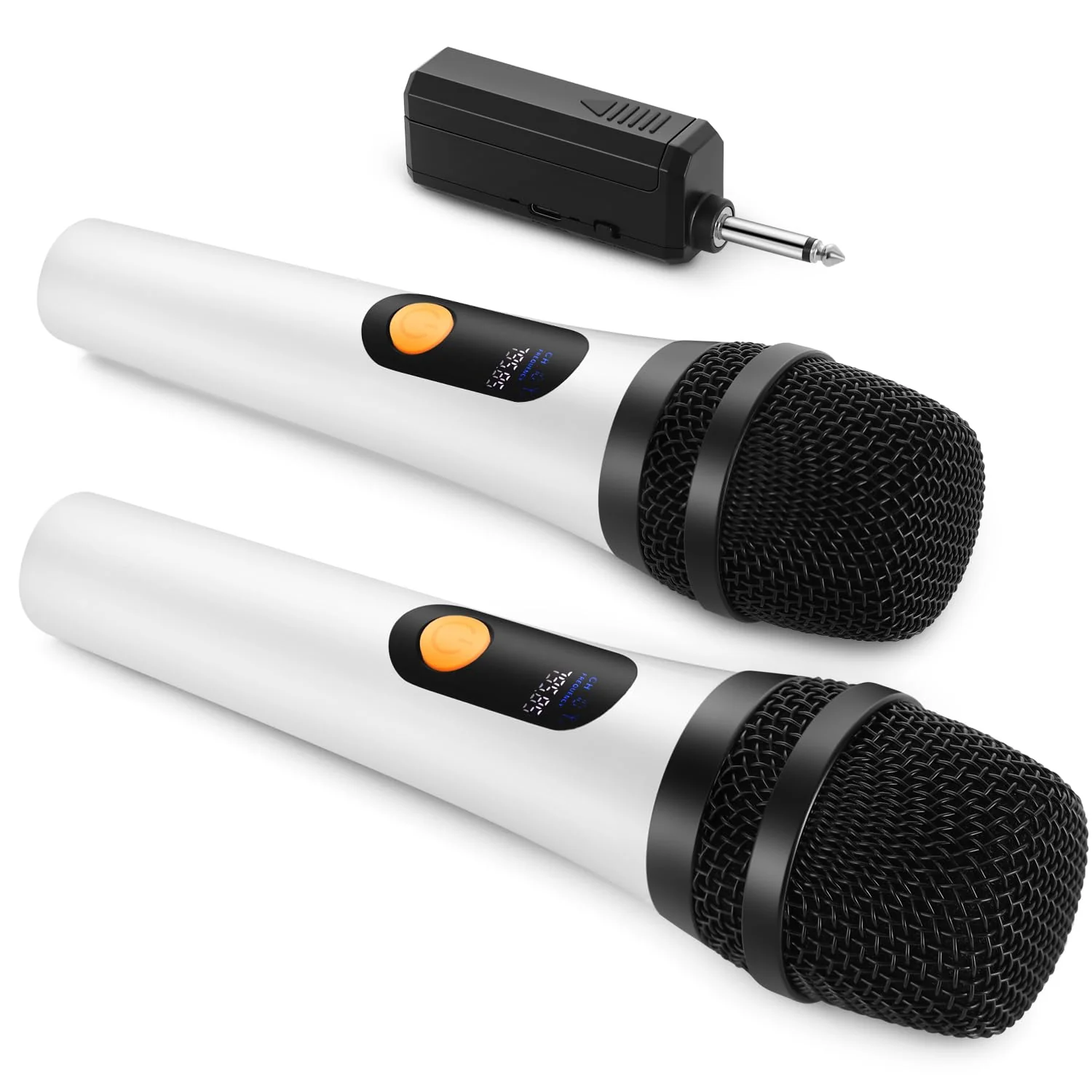 Wireless Microphone, FOLTUSMY Dual Digital Dynamic Bluetooth Microphone with Rechargeable Receiver, 200ft Range, Microphone for Singing, Karaoke, Meeting, Church, Wedding