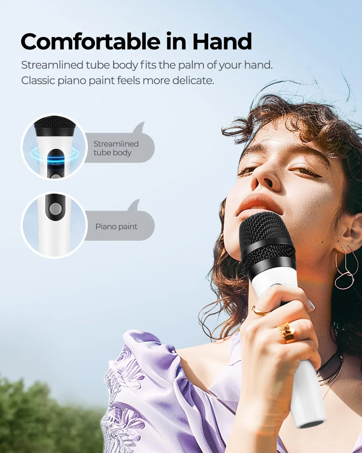 Wireless Microphone, FOLTUSMY Dual Digital Dynamic Bluetooth Microphone with Rechargeable Receiver, 200ft Range, Microphone for Singing, Karaoke, Meeting, Church, Wedding - Image 2