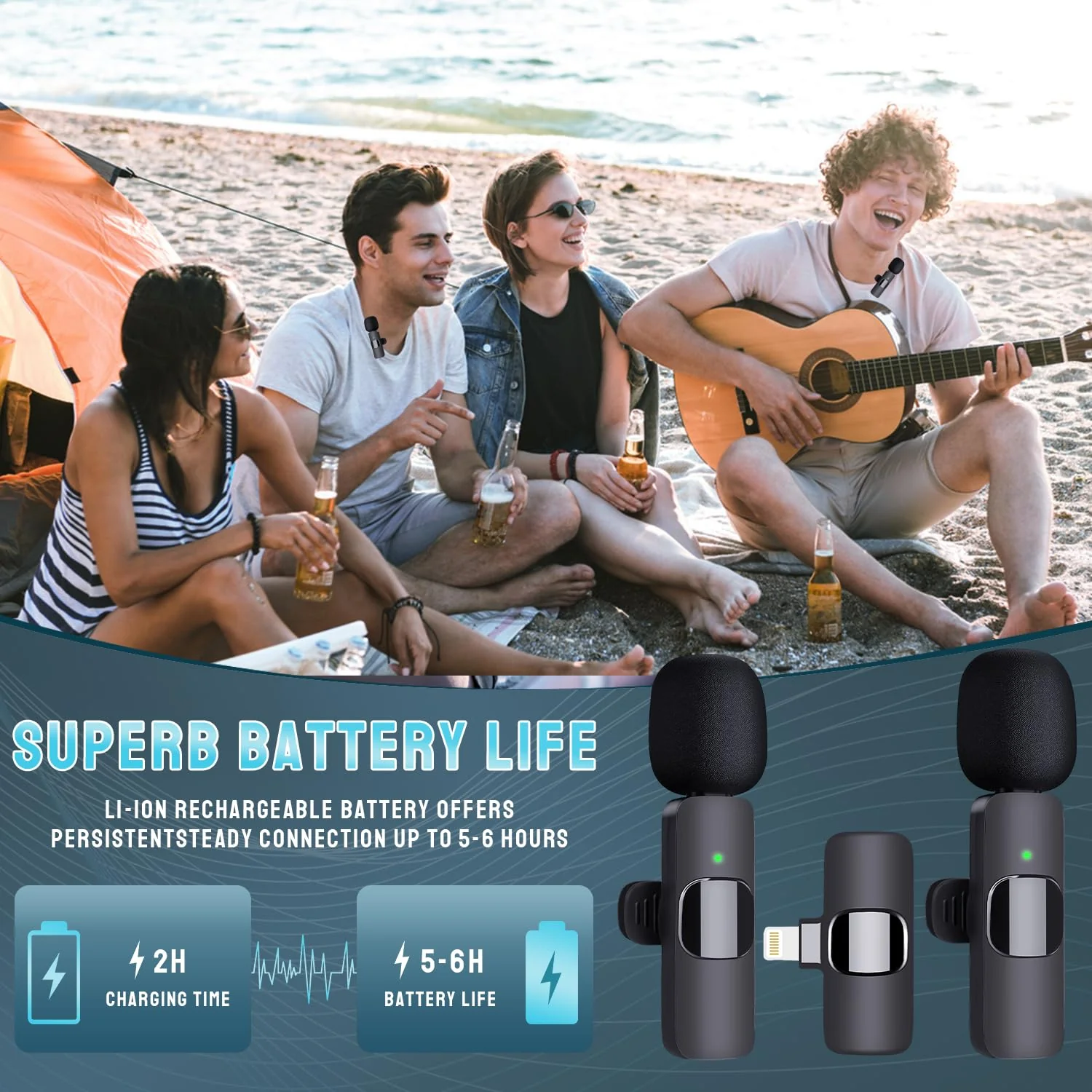 Wireless Microphone for iPhone, Dual Professional Wireless Lavalier Microphone for iPhone iPad, Plug-Play Wireless Mic for Recording,Live Stream,YouTube,Facebook,TikTok,Vlog - Image 6