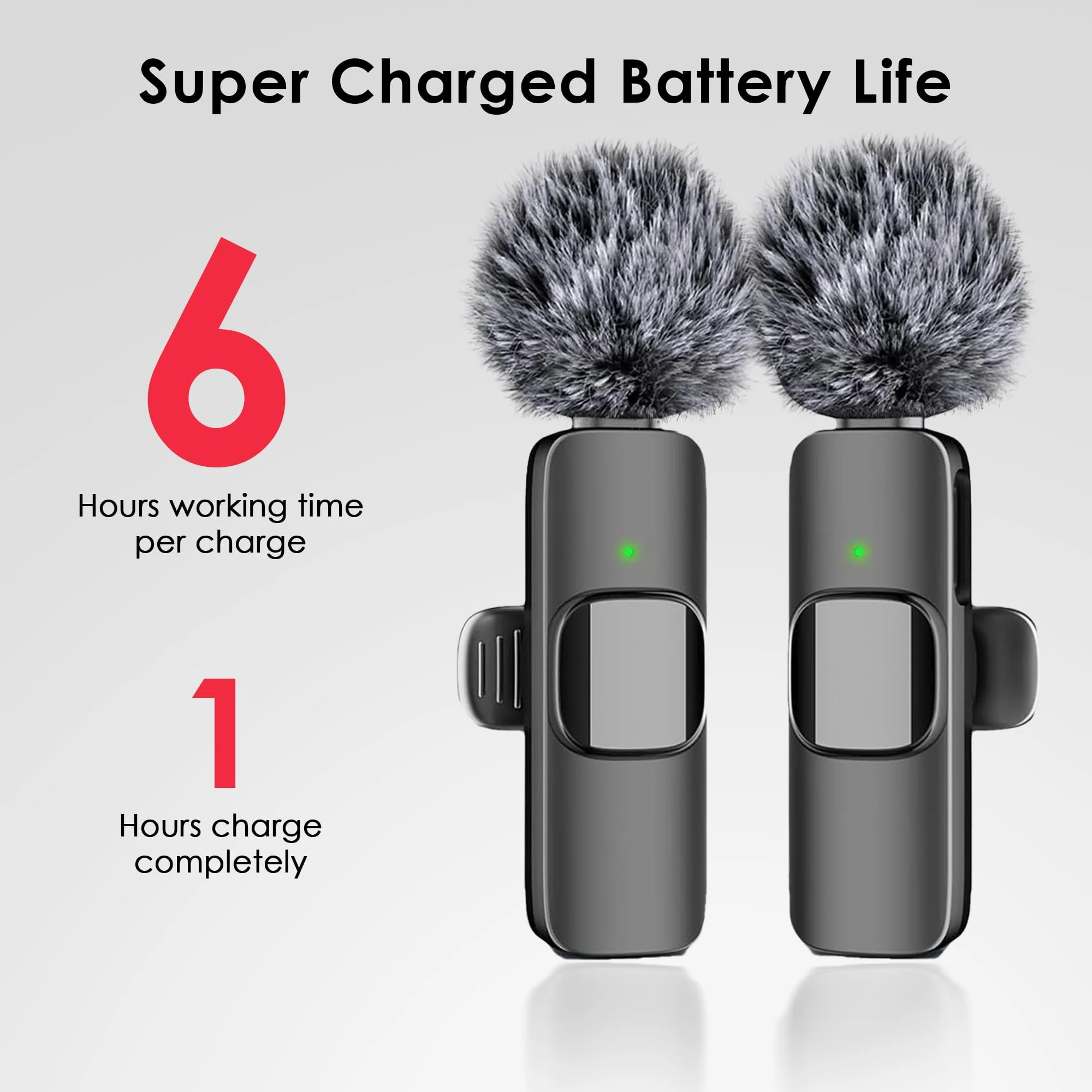 Wireless Microphone for iPhone, iPad, Android, Lavalier Microphone for Video Recording - 2 Pack iPhone Mic Crystal Clear Recording with USB-C for Podcast Microphone, ASMR, TikTok Black - Image 5