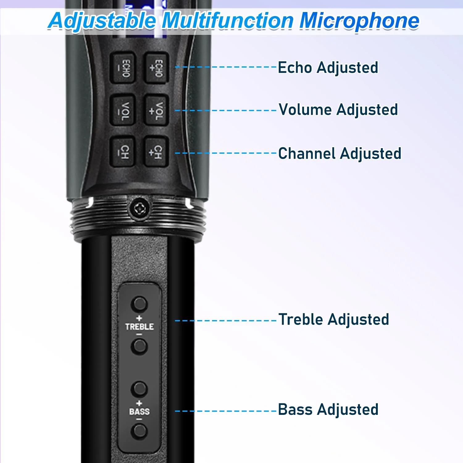 Wireless Microphone Karaoke System with Rechargeable Bluetooth Receiver,Professional Handheld Dynamic Cordless Microphone,UHF 200 FT Range,6.5mm/3.5mm Output, for Singing Karaoke Speech - Image 3