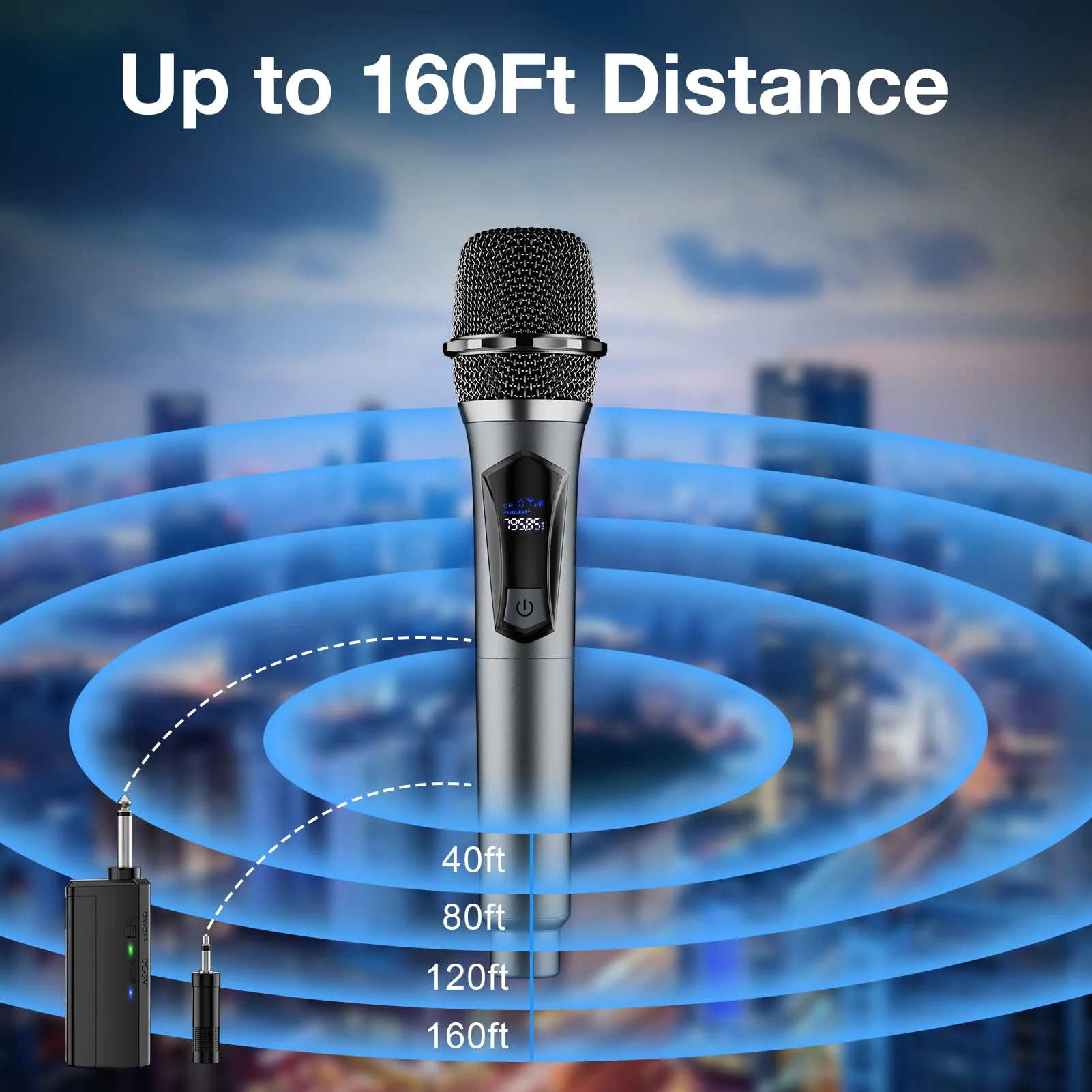 Wireless Microphone,Professional Dual Handheld Cordless Dynamic Mic System with Rechargeable Receiver,Karaoke Microphone Set for Singing, Karaoke, Wedding, DJ, Party, Speech,Church,Class Use,PA System - Image 3