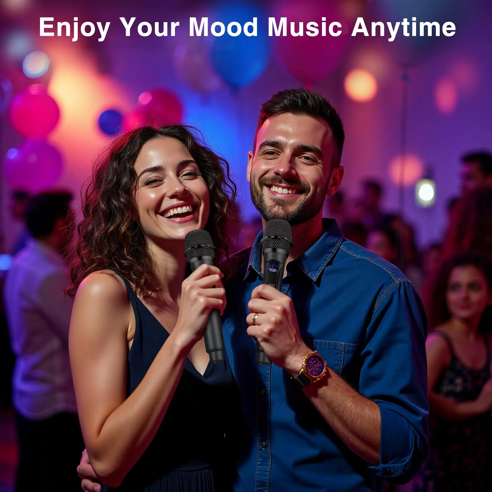 Wireless Microphone,Professional Dual Handheld Cordless Dynamic Mic System with Rechargeable Receiver,Plug & Play,Compatible with karaoke machines and PA systems for Speech,Church,Wedding,DJ,Party - Image 2