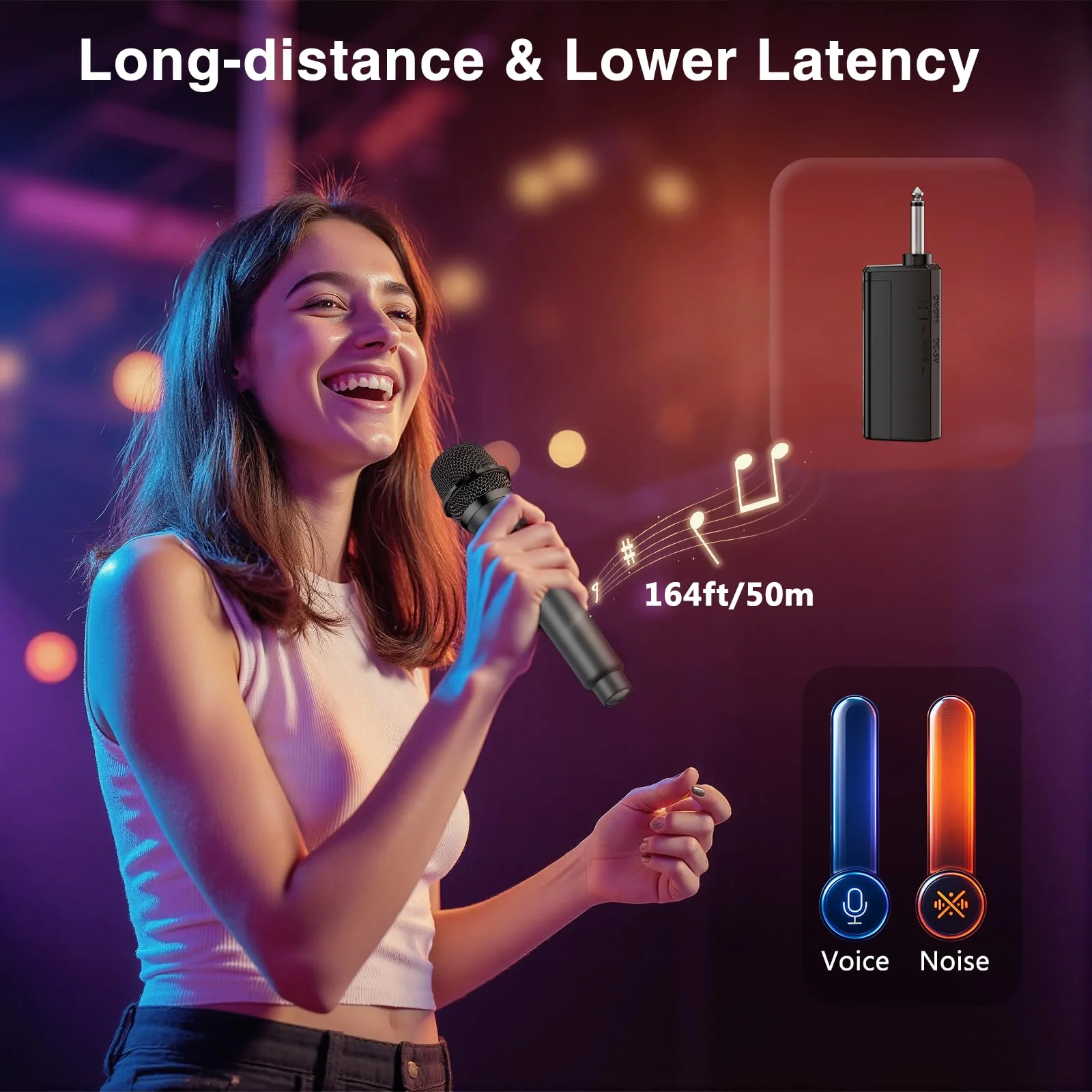 Wireless Microphone,Professional Dual Handheld Cordless Dynamic Mic System with Rechargeable Receiver,Plug & Play,Compatible with karaoke machines and PA systems for Speech,Church,Wedding,DJ,Party - Image 3