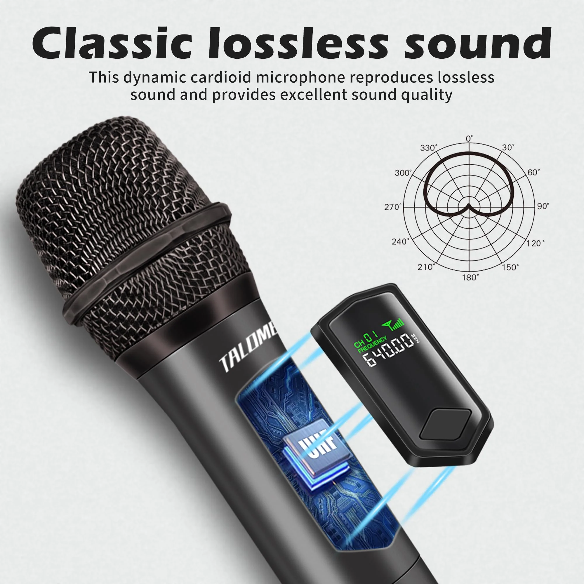 Wireless Microphone,Professional Handheld Cordless Dynamic Mic System with Rechargeable Receiver(160 Ft),Karaoke Microphone Set for Singing,Karaoke,Wedding,DJ,Party,Speech,Church,PA,K60-1 Gray - Image 2