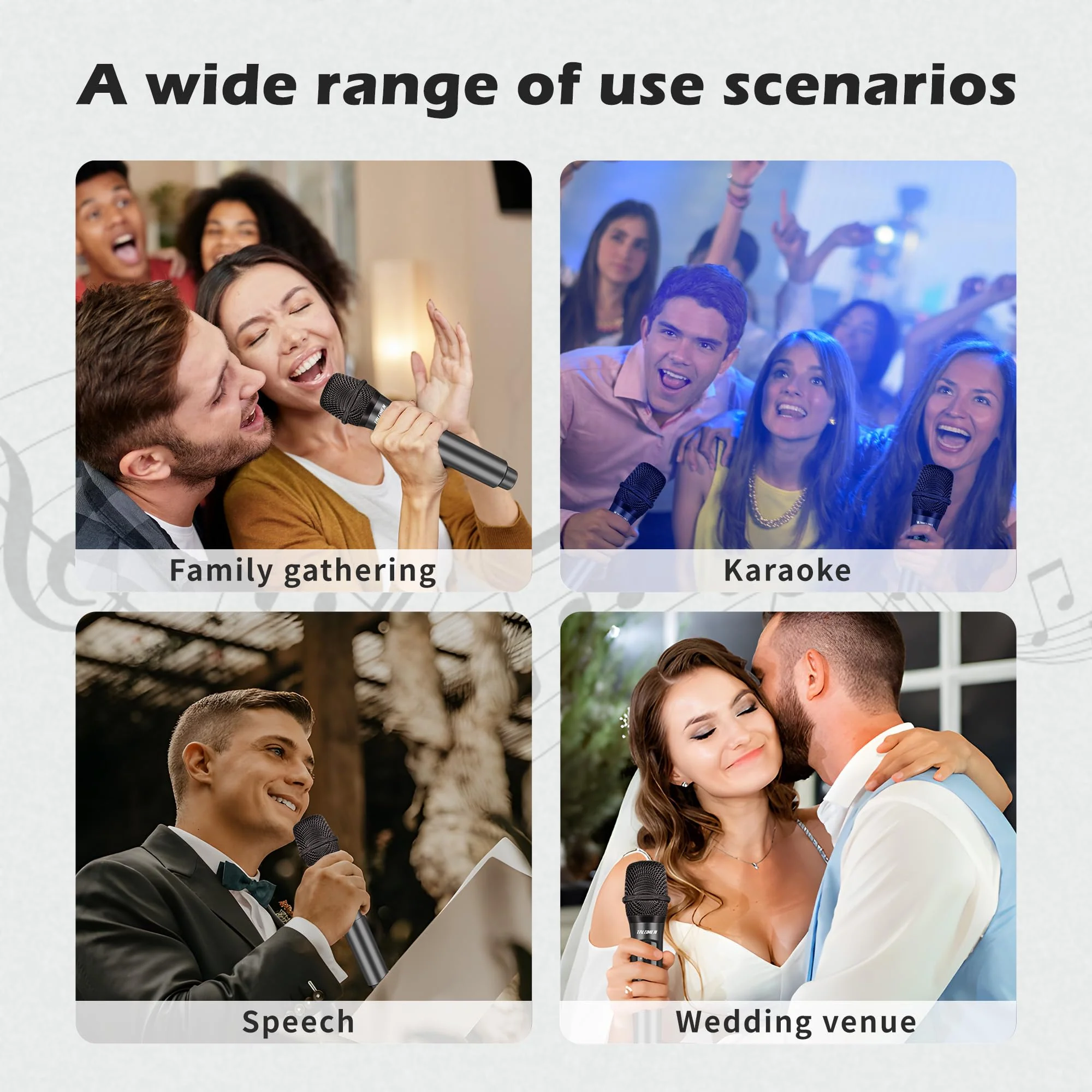 Wireless Microphone,Professional Handheld Cordless Dynamic Mic System with Rechargeable Receiver(160 Ft),Karaoke Microphone Set for Singing,Karaoke,Wedding,DJ,Party,Speech,Church,PA,K60-1 Gray - Image 8