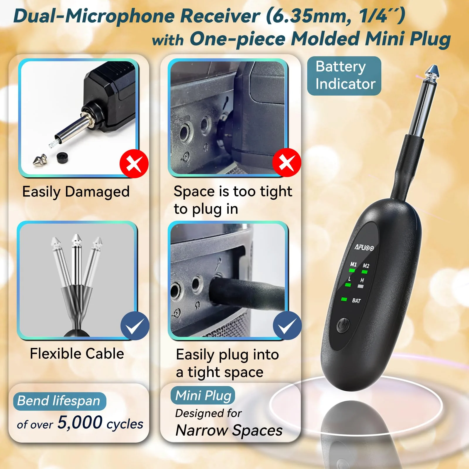 Wireless Microphone Set for Singing, Karaoke & Events, Dual-Mic Receiver, Storage Case Included, Handheld Metal Cordless Mic 2 Pack for Karaoke Machines, PA Systems, Amplifier, Gray - Image 4