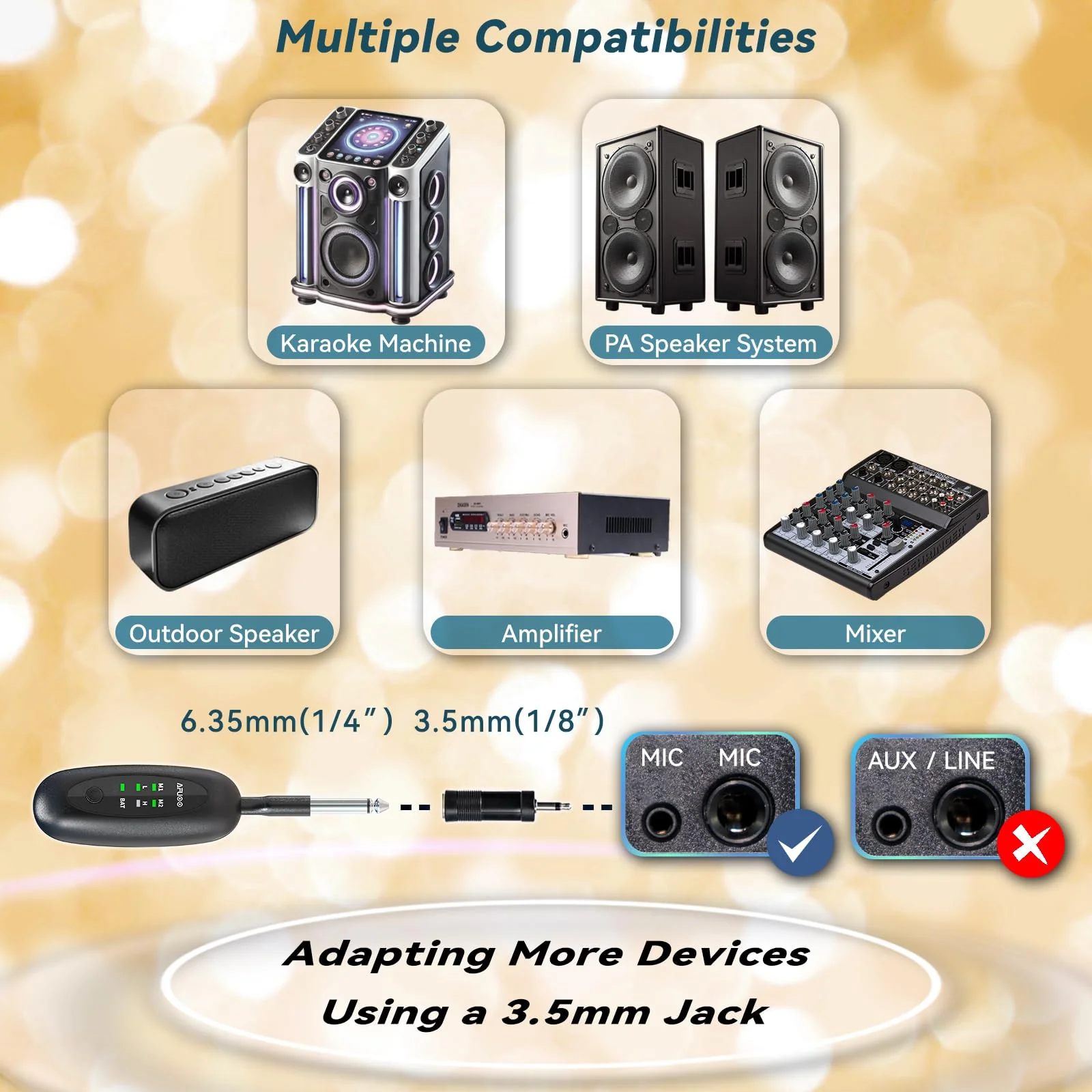 Wireless Microphone Set for Singing, Karaoke & Events, Dual-Mic Receiver, Storage Case Included, Handheld Metal Cordless Mic 2 Pack for Karaoke Machines, PA Systems, Amplifier, Gray - Image 6
