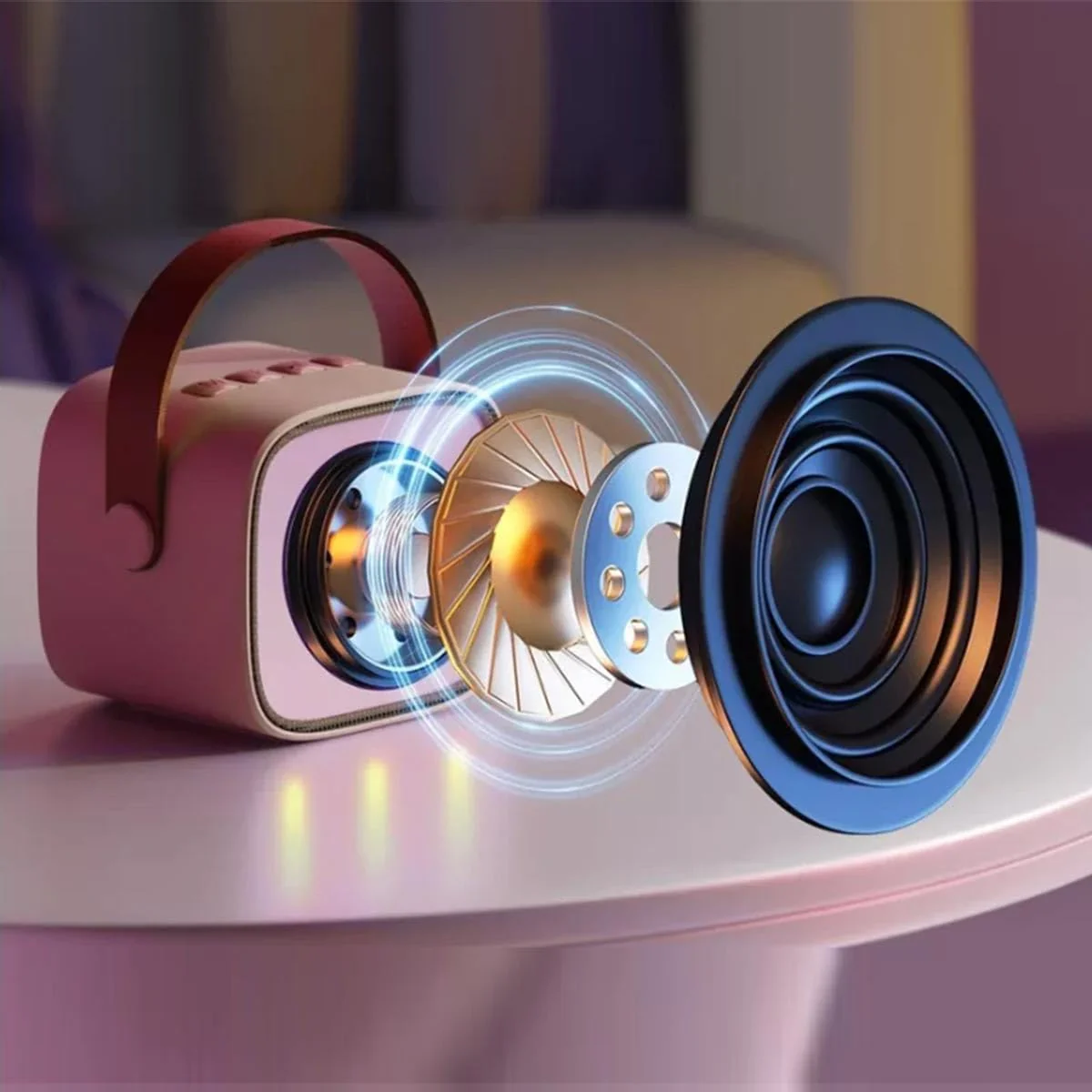 Wireless Microphone Speaker, Bluetooth Small Speaker, Suitable for Home and Outdoor, Pink - Image 5