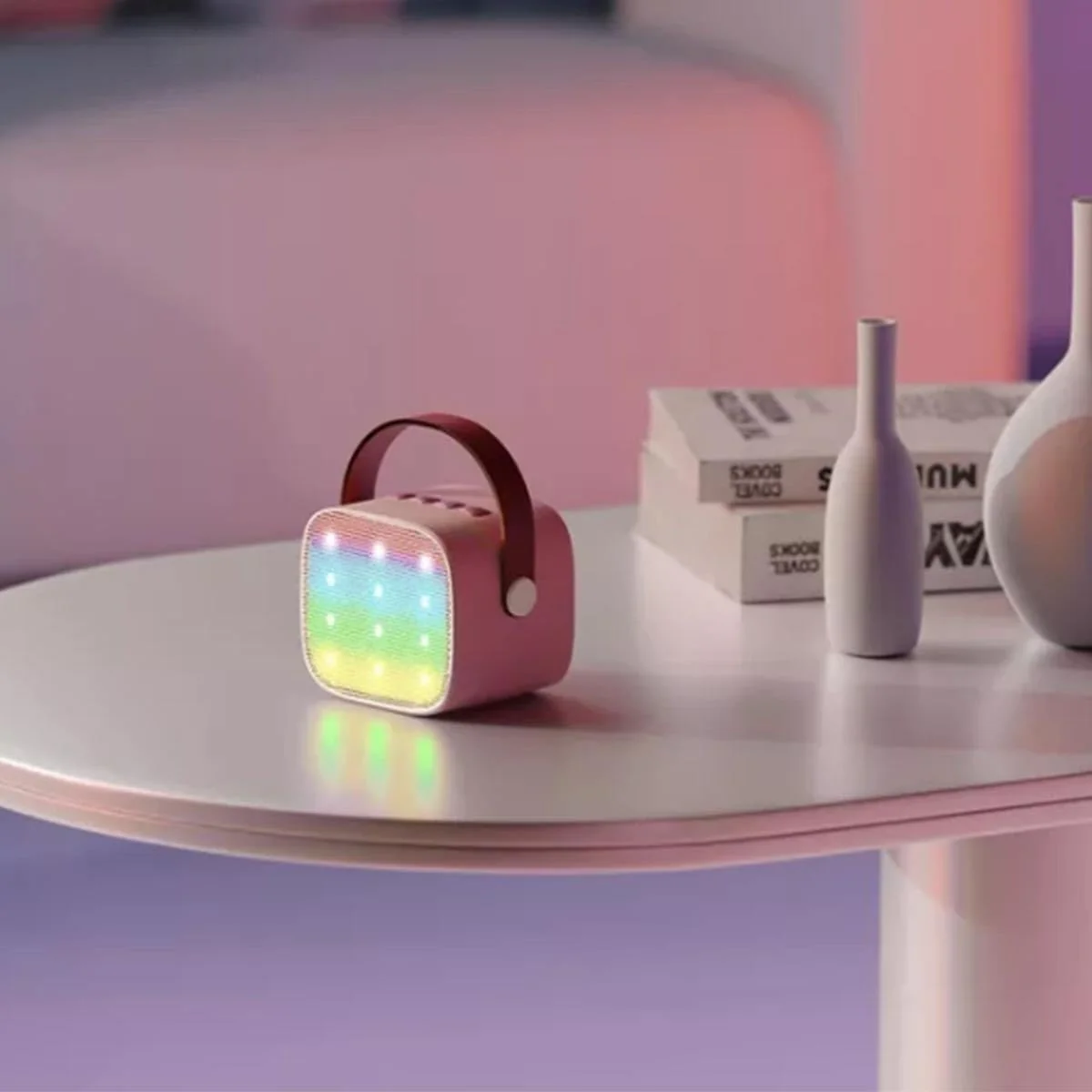 Wireless Microphone Speaker, Bluetooth Small Speaker, Suitable for Home and Outdoor, Pink - Image 6