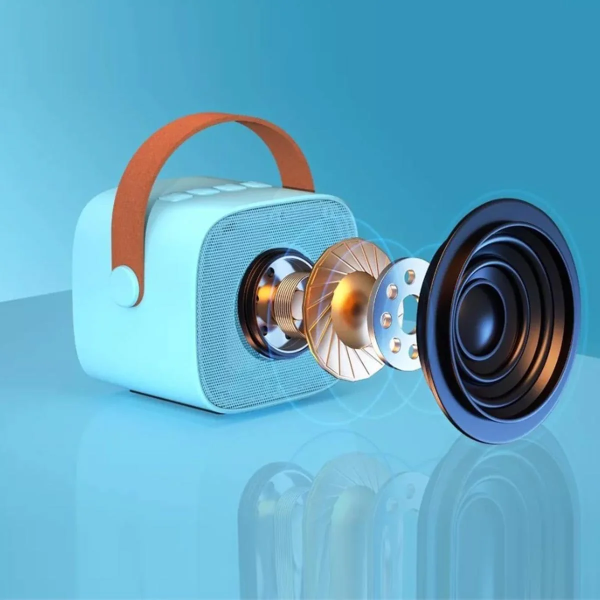 Wireless Microphone Speaker, Bluetooth Small Speaker, with Atmosphere Light, Suitable for Home and Outdoor, Blue - Image 3
