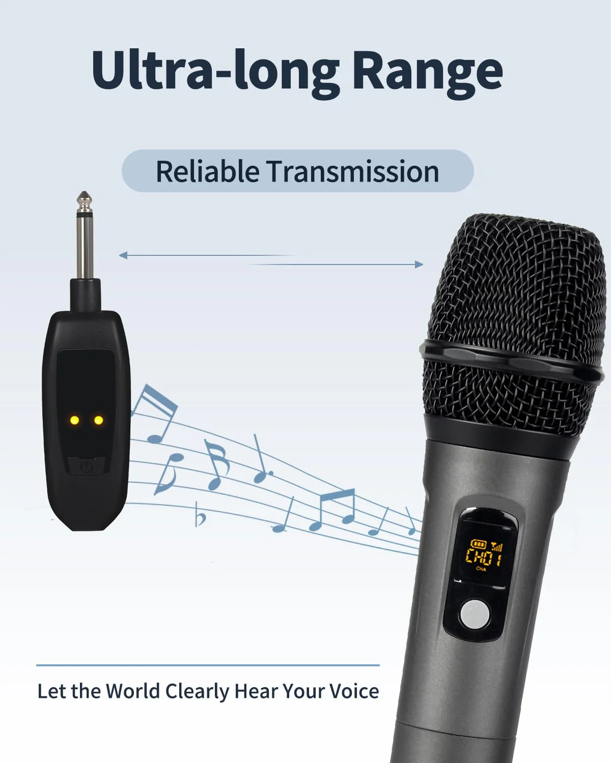 Wireless Microphone System, Dual Cordless Mics with 2.4GHz Signal, Rechargeable Plug & Play Dynamic Microphones for Karaoke, Church, Wedding, Speech, 250ft Range - Image 5