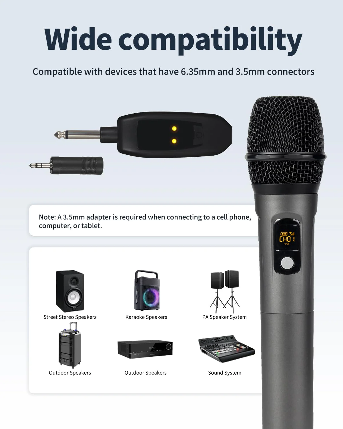 Wireless Microphone System, Dual Cordless Mics with 2.4GHz Signal, Rechargeable Plug & Play Dynamic Microphones for Karaoke, Church, Wedding, Speech, 250ft Range - Image 6