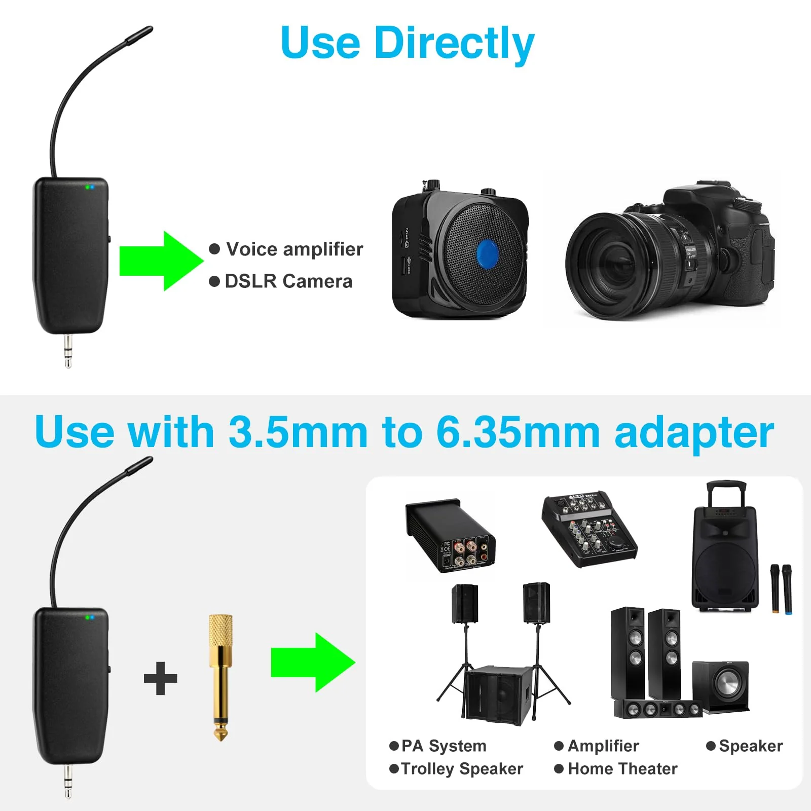 Wireless Microphone System for 2 People,160ft Range, 2.4G Dual Wireless Headset Mics for Karaoke Speaker, Amplifier, Mic Speakers, PA System, Yoga,Teaching, Fitness - Image 5