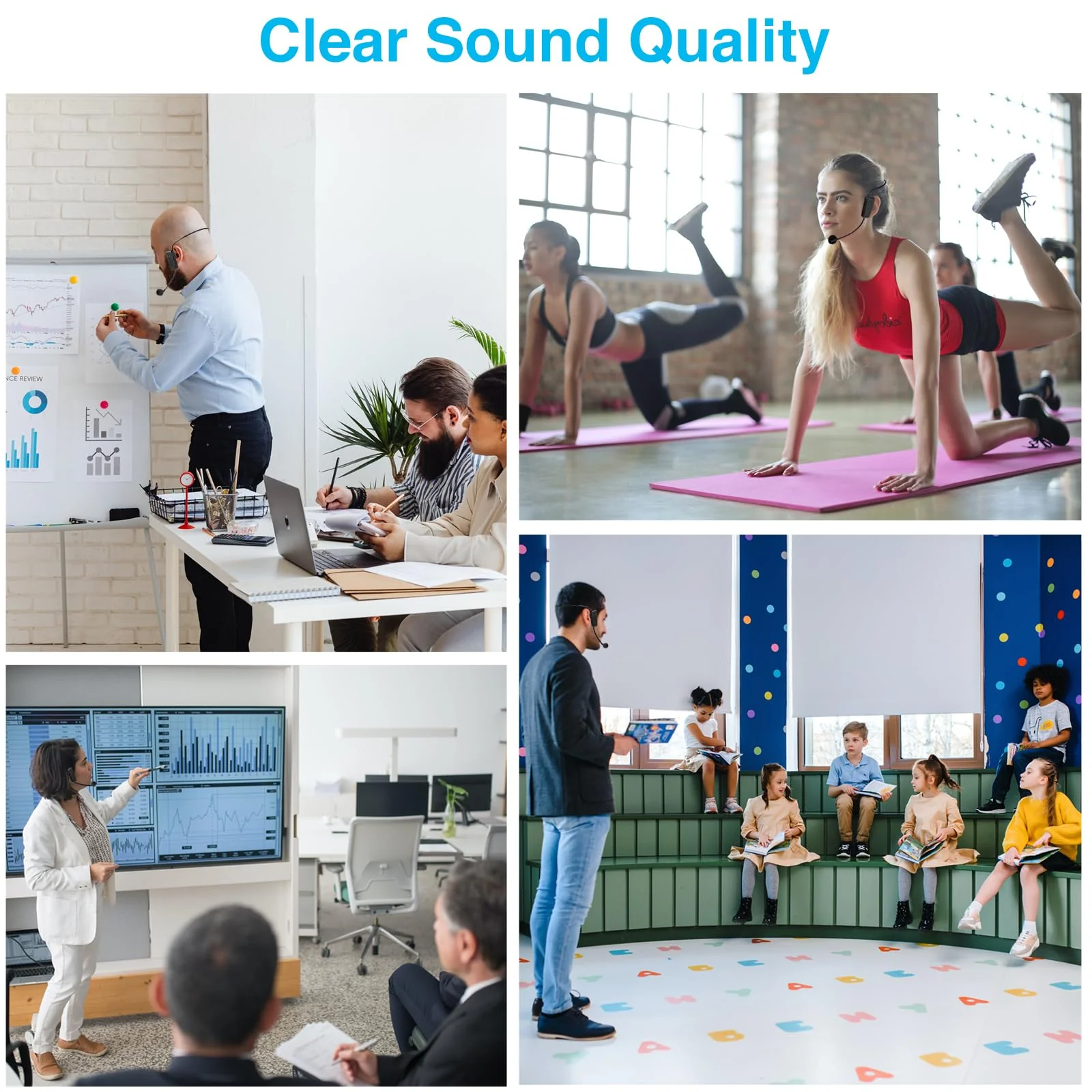 Wireless Microphone System for 2 People,160ft Range, 2.4G Dual Wireless Headset Mics for Karaoke Speaker, Amplifier, Mic Speakers, PA System, Yoga,Teaching, Fitness - Image 6