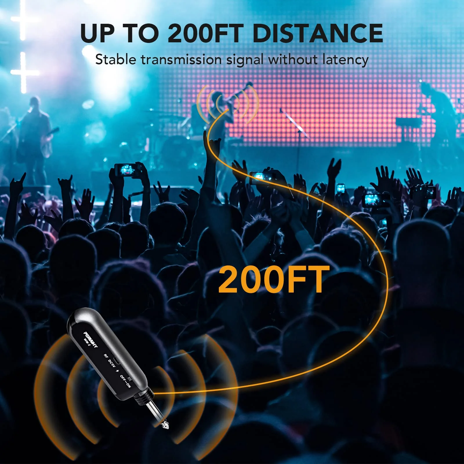 Wireless Microphone System, UHF All Metal Cordless Dual Handheld Dynamic Mic Set with Rechargeable Receiver, for Karaoke Party, Amplifier, PA System, Singing Machine, Church, Wedding, 200ft - Image 3