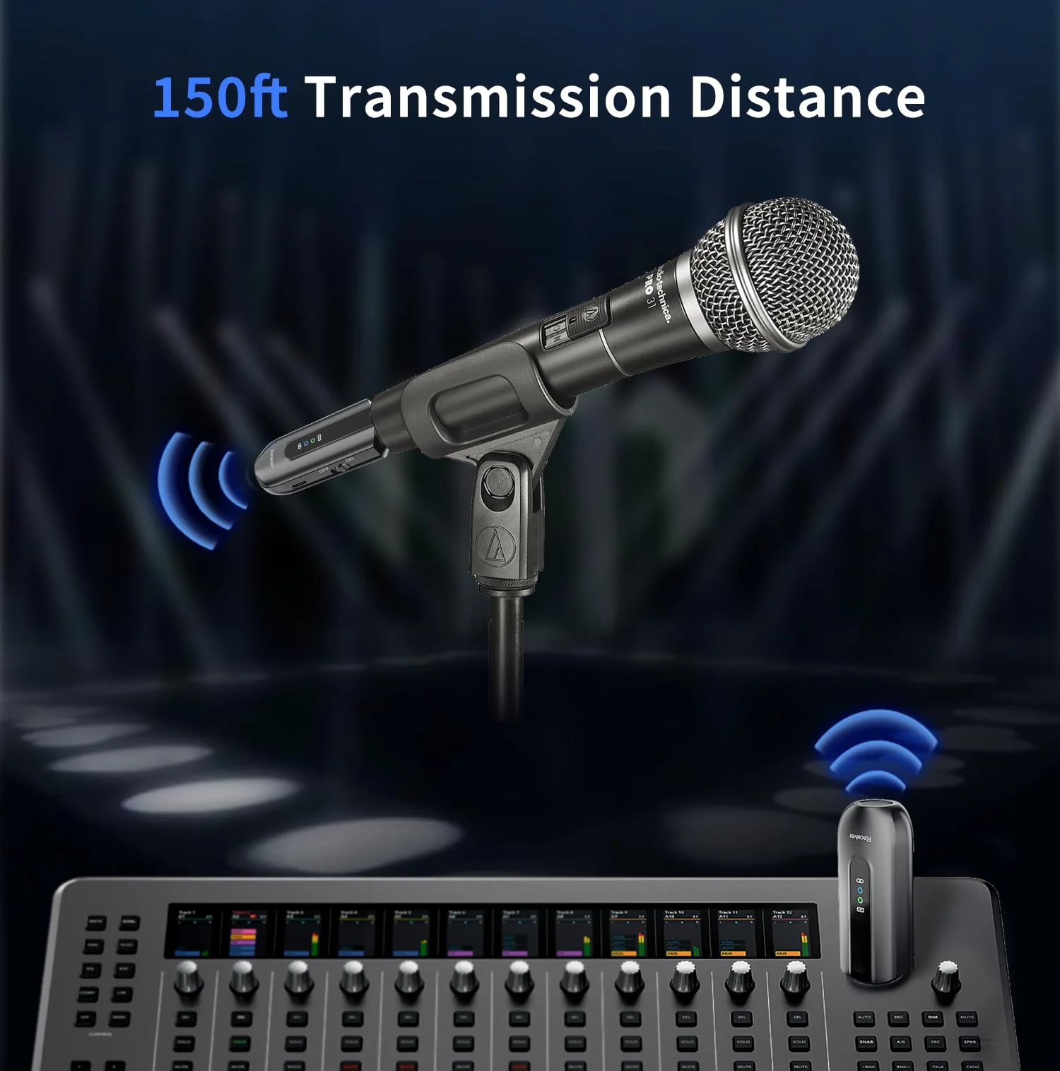 Wireless Microphone Transmitter Receiver 2.4GHz, Wireless Microphone Adapter Rechargeable XLR Transmitter Receiver for Mixer PA Speaker DSLR Camera, 48V Phantom Power for Condenser Mic Black - Image 4
