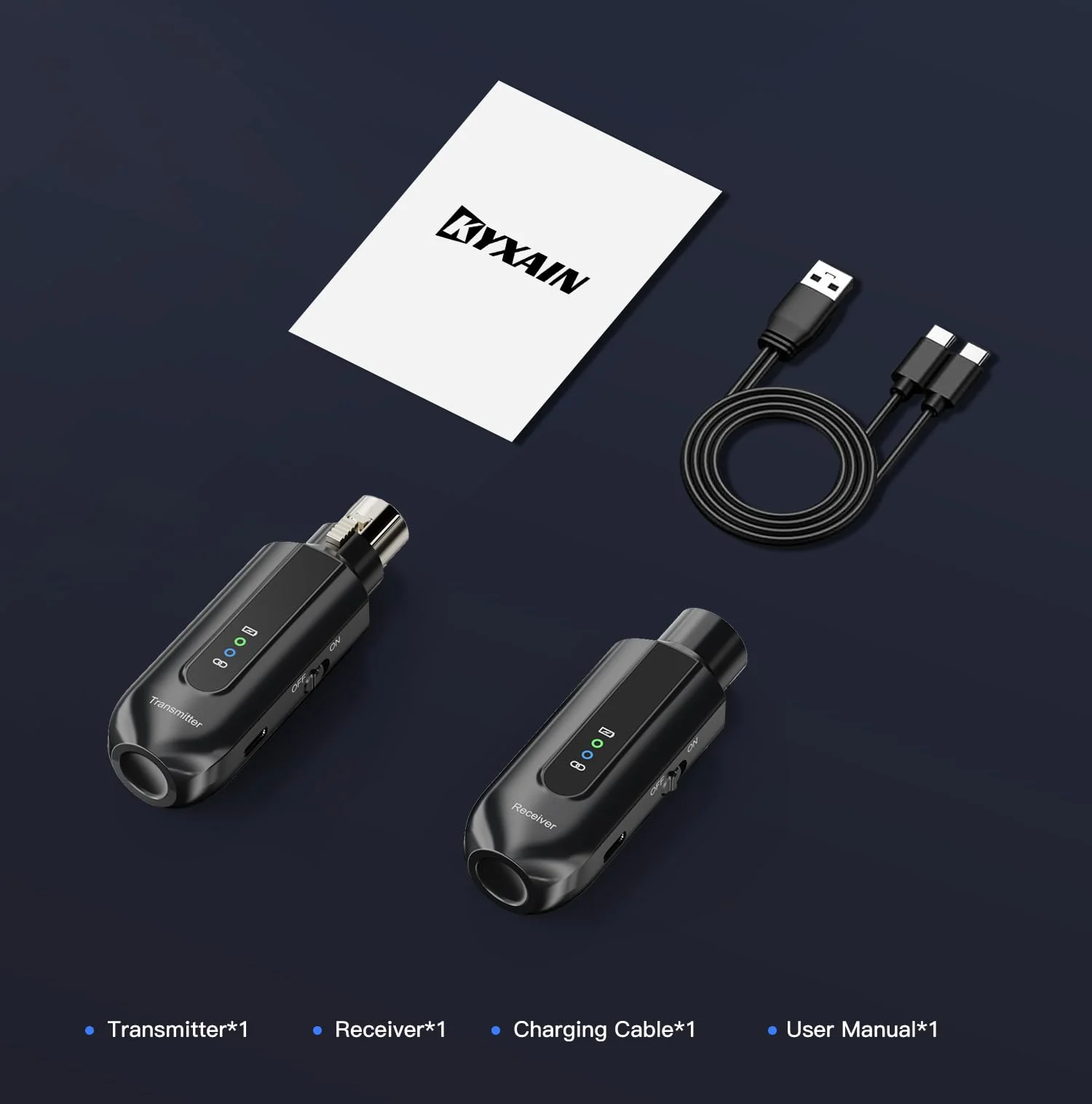 Wireless Microphone Transmitter Receiver 2.4GHz, Wireless Microphone Adapter Rechargeable XLR Transmitter Receiver for Mixer PA Speaker DSLR Camera, 48V Phantom Power for Condenser Mic Black - Image 8