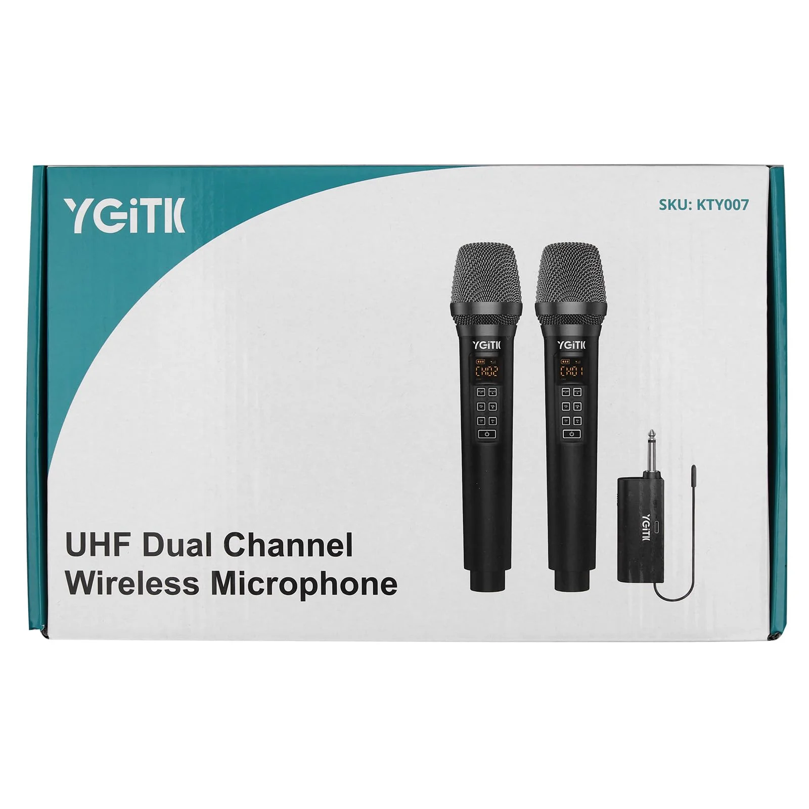 Wireless Microphone, UHF Metal Dual Handheld Cordless Dynamic Mic System with Rechargeable Receiver 2X30 Channels Wireless Microphones System ECHO Adjust 160ft Range for Singing, Wedding - Image 9