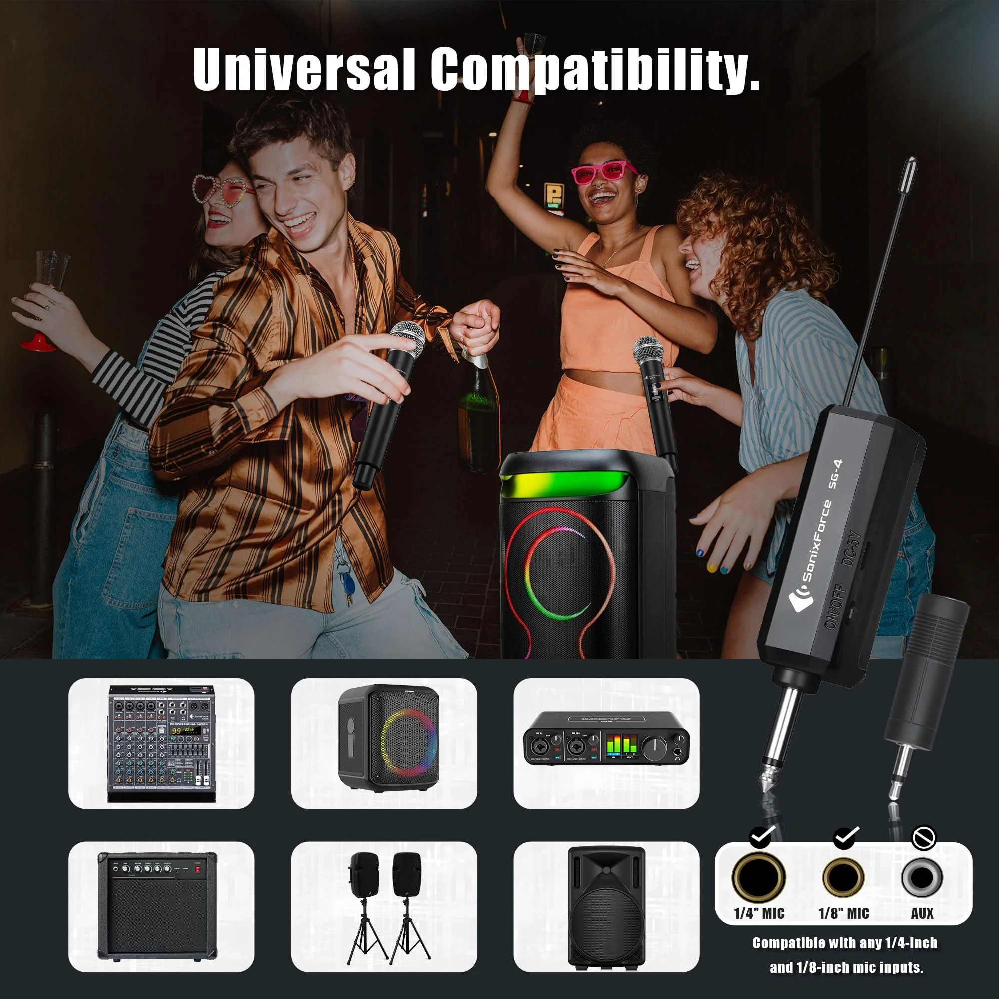 Wireless Microphones - Dual Rechargeable Handheld Mics with Receiver - 240ft Range - Karaoke Microphone for Singing, Speaking, Meeting and Events Silver - Image 6