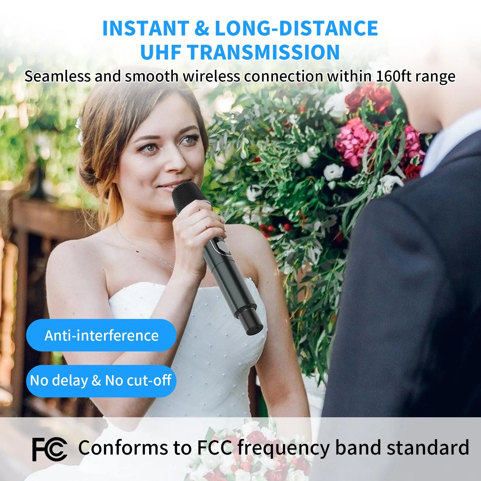 Wireless Microphones, Professional UHF Dual Microphones for Karaoke, Wireless Dynamic Microphone System Set with Rechargeable Receiver,Plug and Play, Speech, Wedding, Church, PA System - Image 7