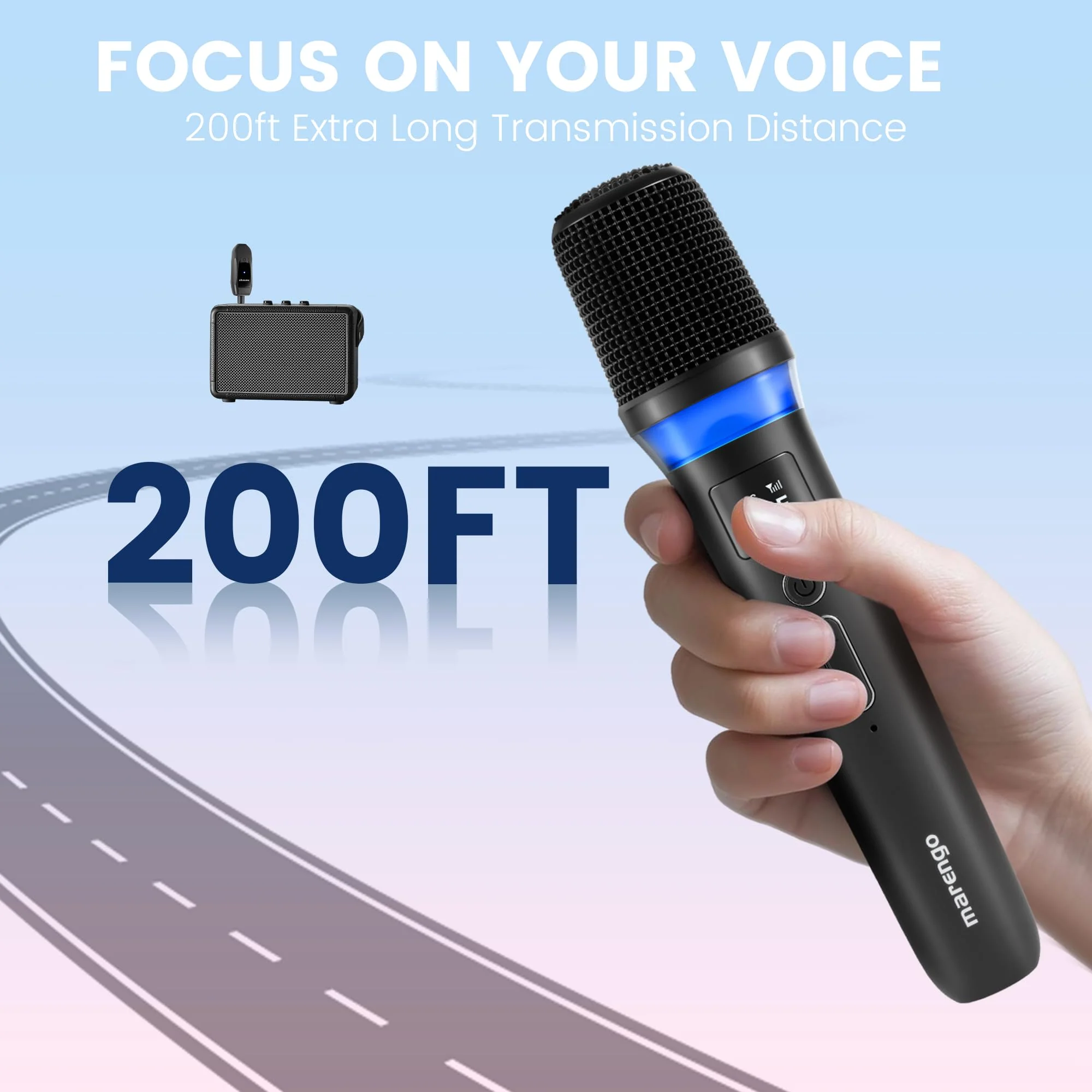 Wireless Microphones, Rechargeable Cordless Karaoke Microphone with One-to-One Chip Connection, LED Lights, 40H Duration, 200FT, Handheld Bluetooth Microphone Wireless for Singing,Speech,Church,Party - Image 6
