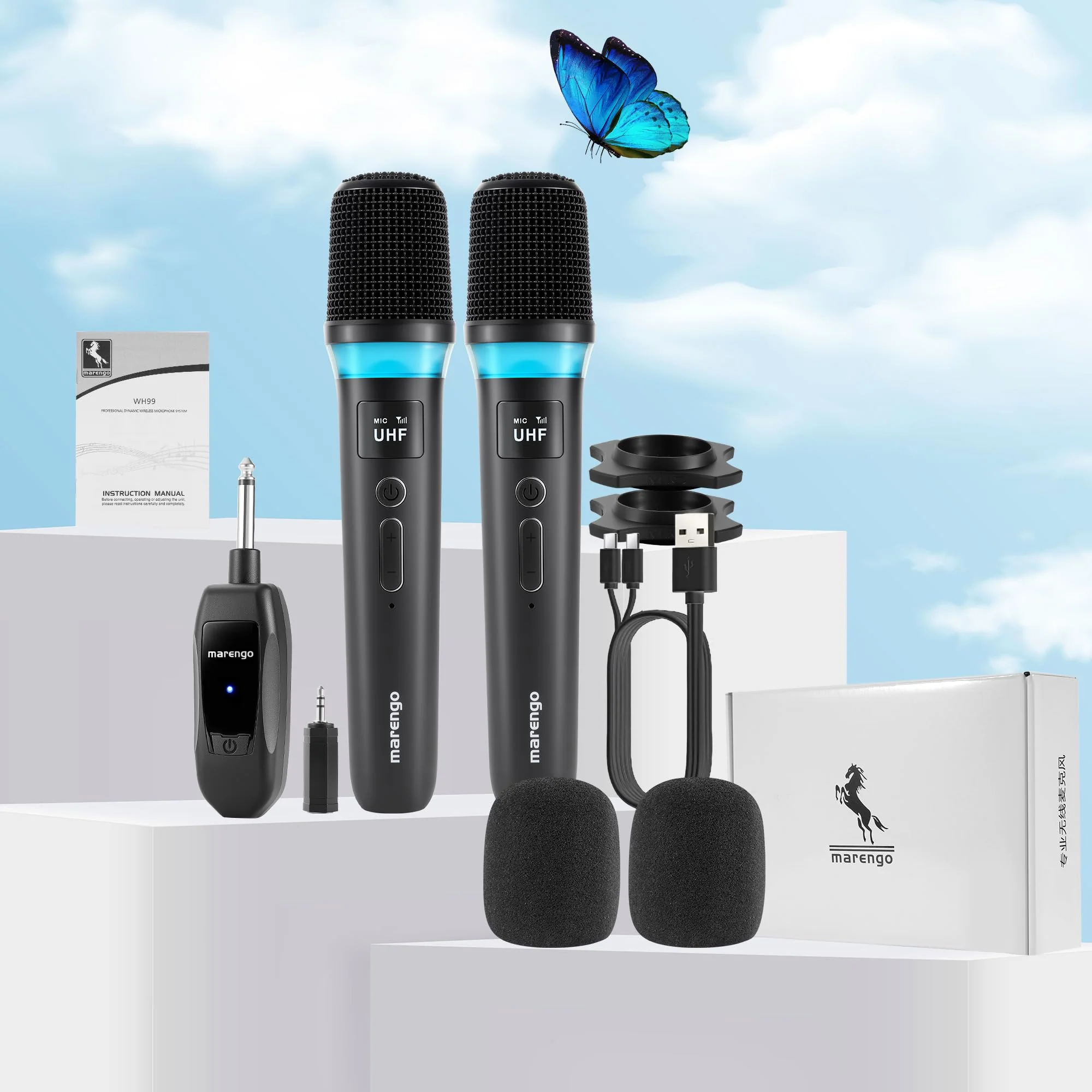 Wireless Microphones, Rechargeable Cordless Karaoke Microphone with One-to-One Chip Connection, LED Lights, 40H Duration, 200FT, Handheld Bluetooth Microphone Wireless for Singing,Speech,Church,Party - Image 9